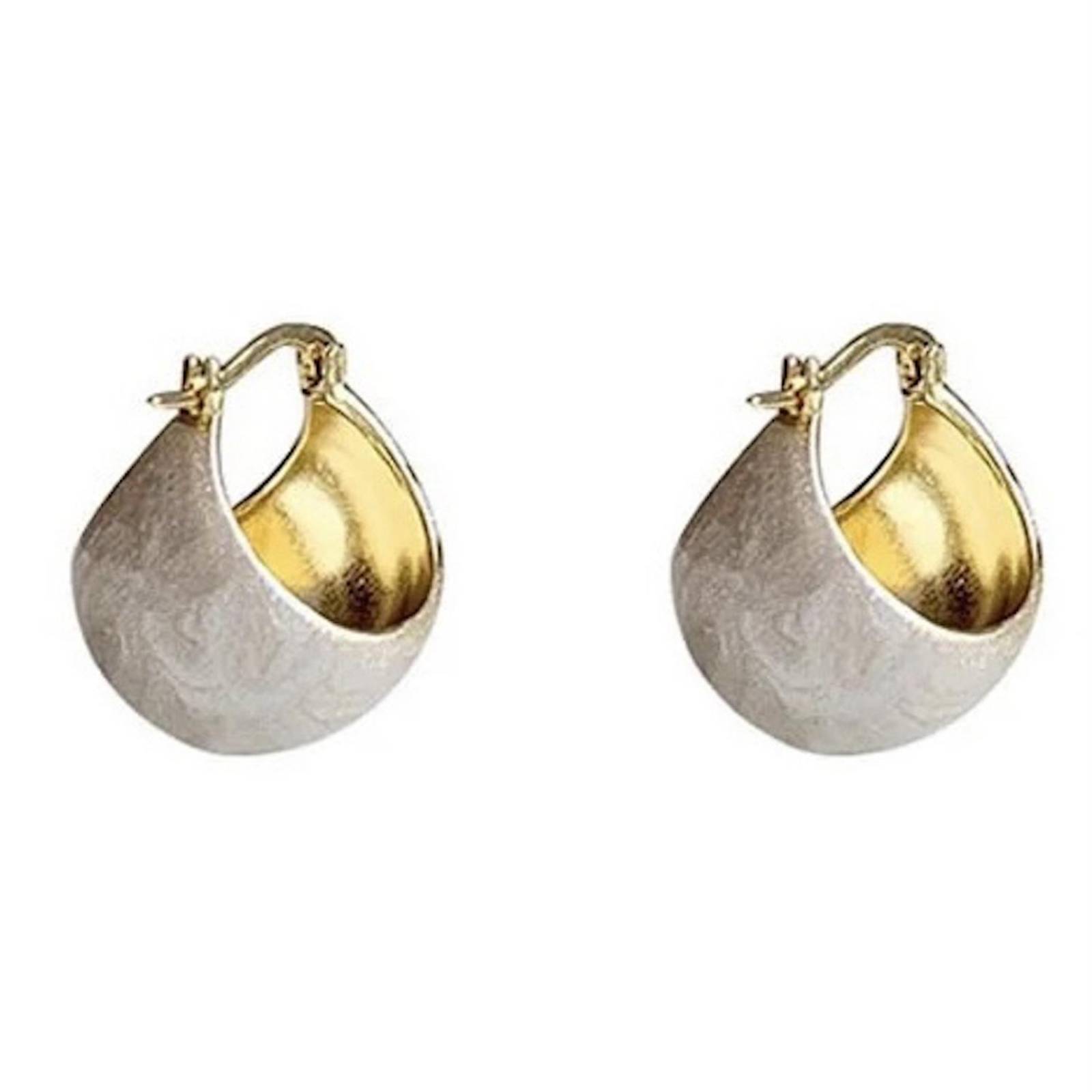 Aretes ARETIZE Bola Aro de Plata de Ley 925 Baño en Oro de 18k Dorado Mujer Unitalla + Caja de Regalo 