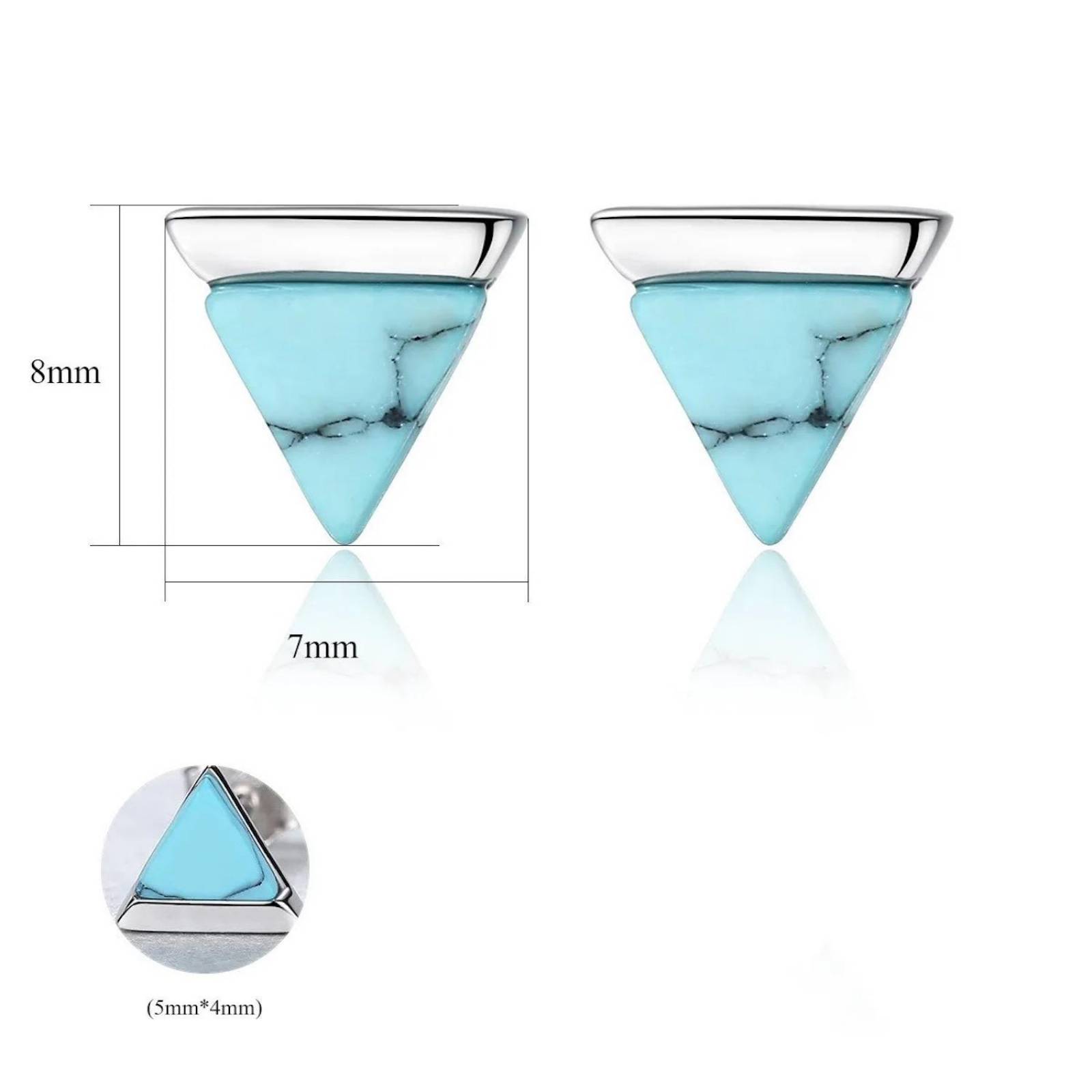 Aretes ARETIZE Triángulo de Plata de Ley 925 Turquesas Plateado Mujer Unitalla + Caja de Regalo 