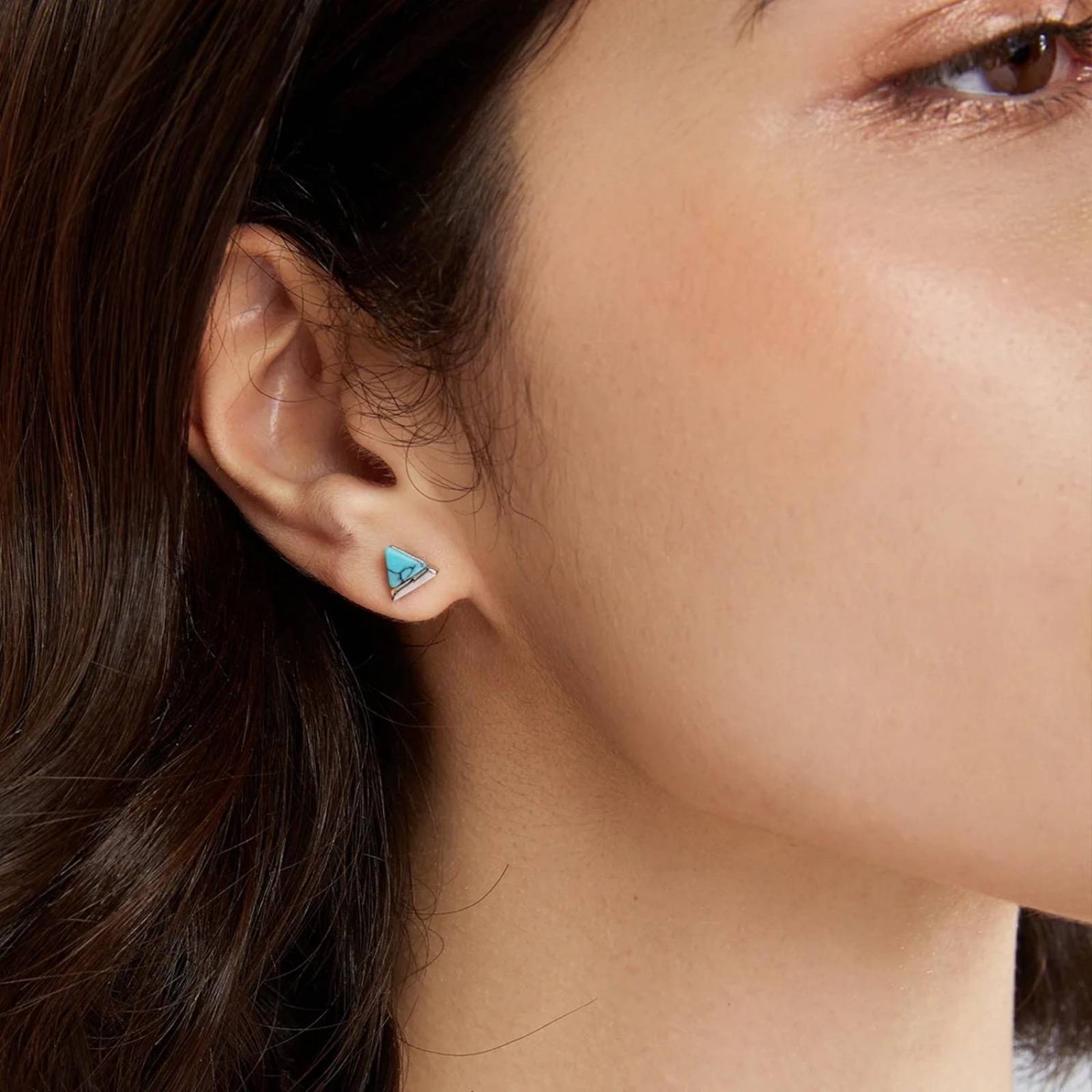 Aretes ARETIZE Triángulo de Plata de Ley 925 Turquesas Plateado Mujer Unitalla + Caja de Regalo 