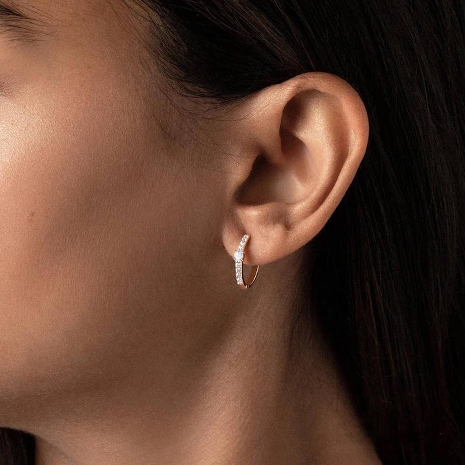 Aretes ARETIZE Aro de Plata de Ley 925 Baño en Oro de 18k Ópalo y Zirconias Dorado Mujer Unitalla + Caja de Regalo 