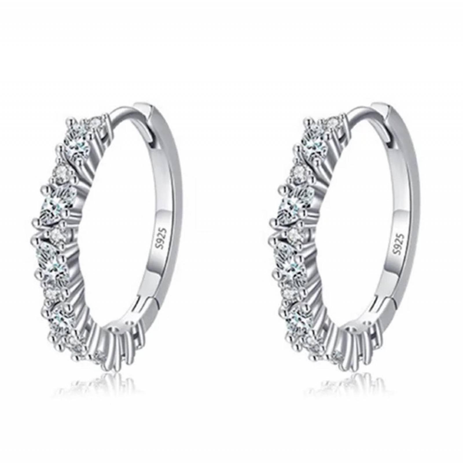 Aretes ARETIZE Aro de Plata de Ley 925 Baño en Oro de 18k Zirconias Dorado Mujer Unitalla + Caja de Regalo 