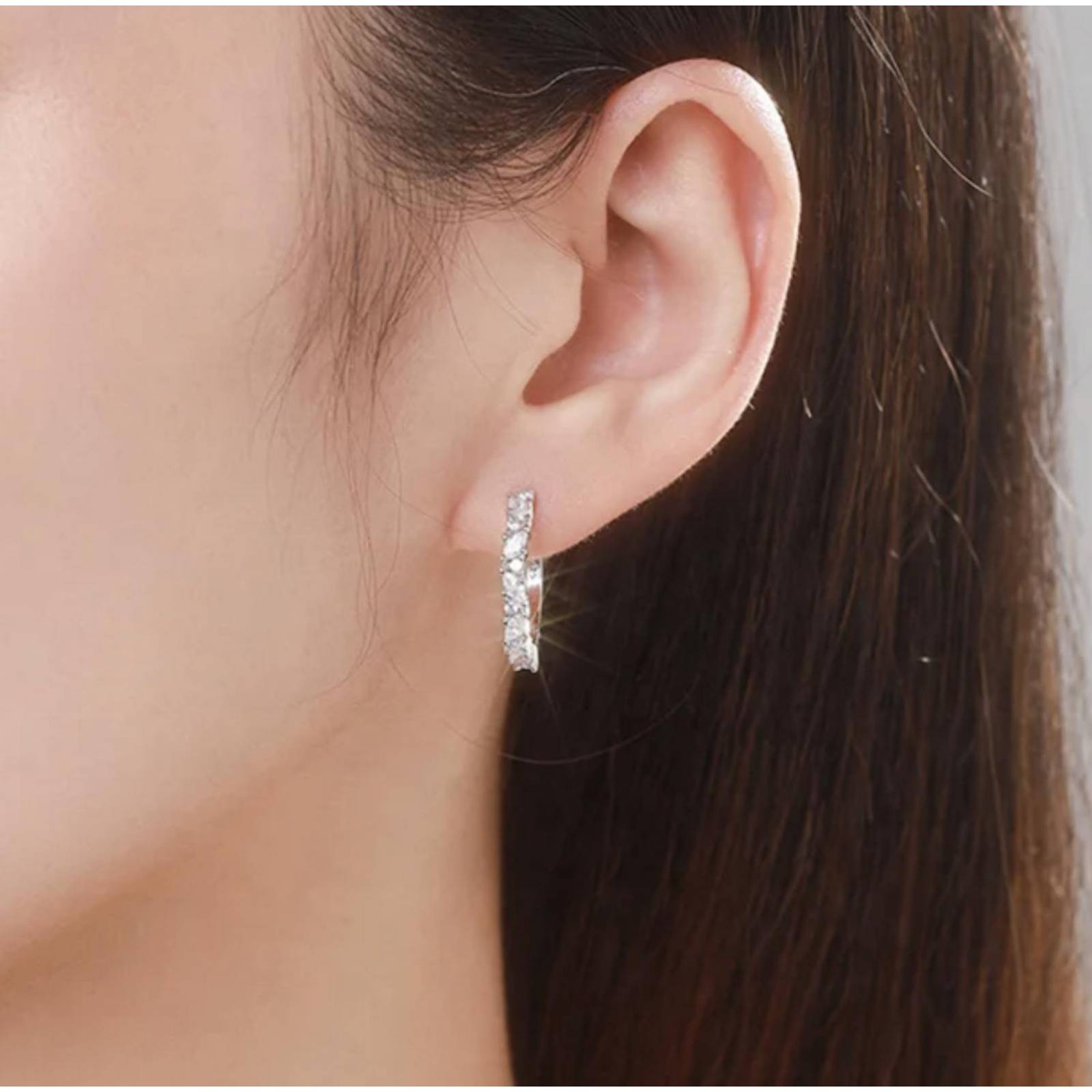 Aretes ARETIZE Aro de Plata de Ley 925 Baño en Oro de 18k Zirconias Dorado Mujer Unitalla + Caja de Regalo 