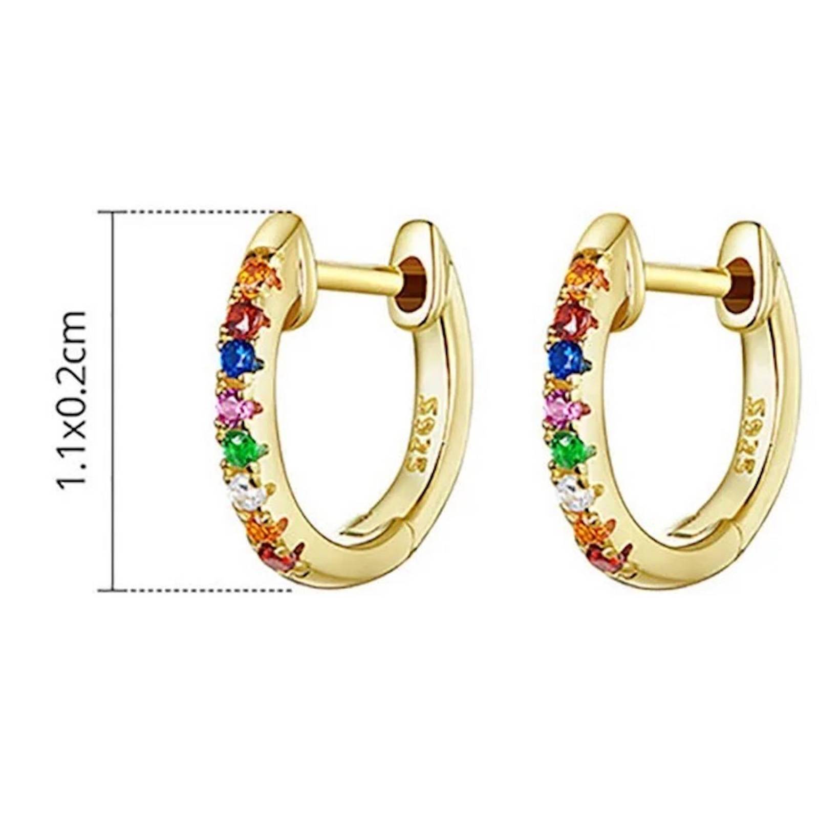 Aretes ARETIZE Aro de Plata de Ley 925 Baño en Oro de 18k Zirconias Dorado Mujer Unitalla + Caja de Regalo 