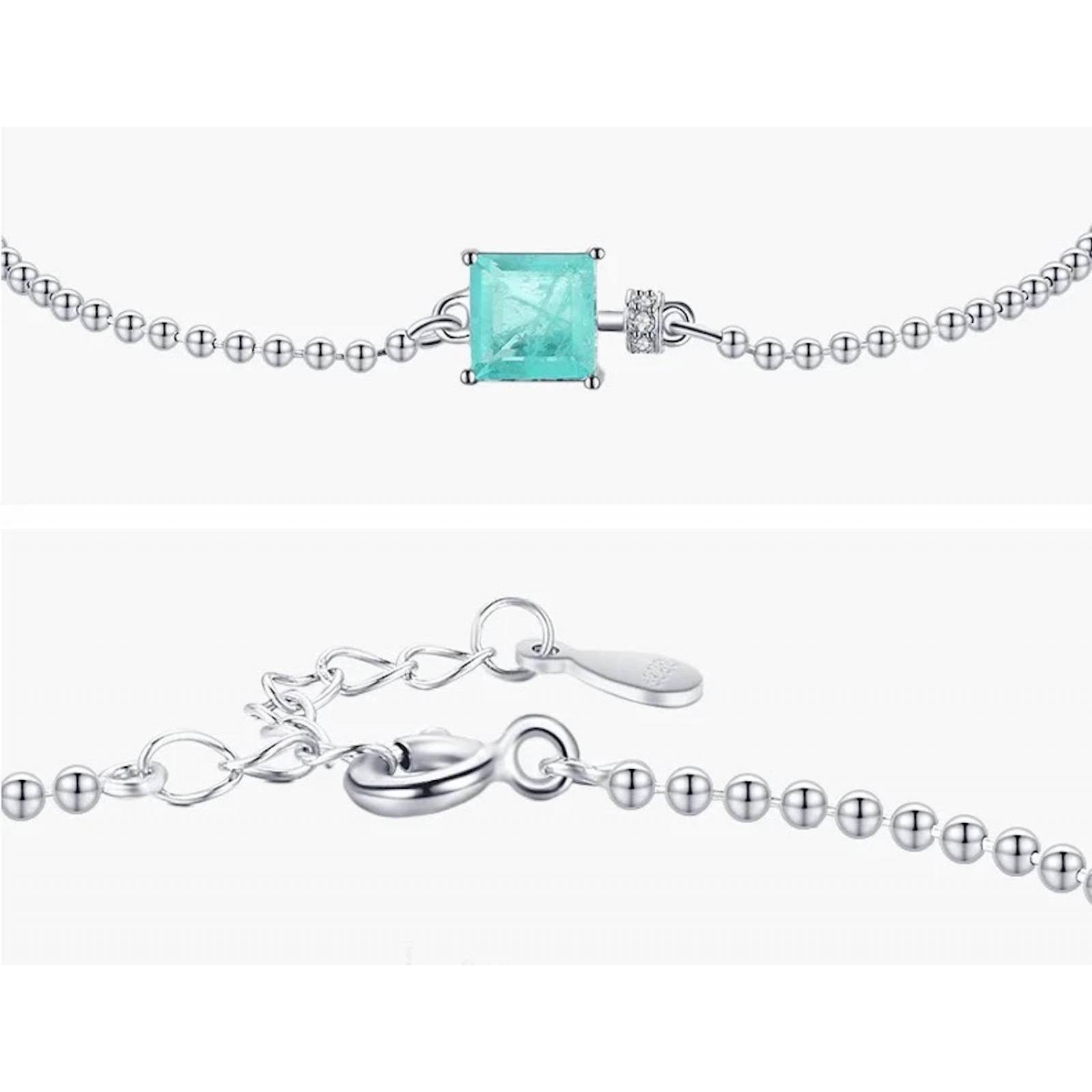 Pulsera ARETIZE Brazalete Cuentas Cuadrado de Plata de Ley 925 Baño en Oro de 18k Zirconias Dorado Mujer Ajustable + 