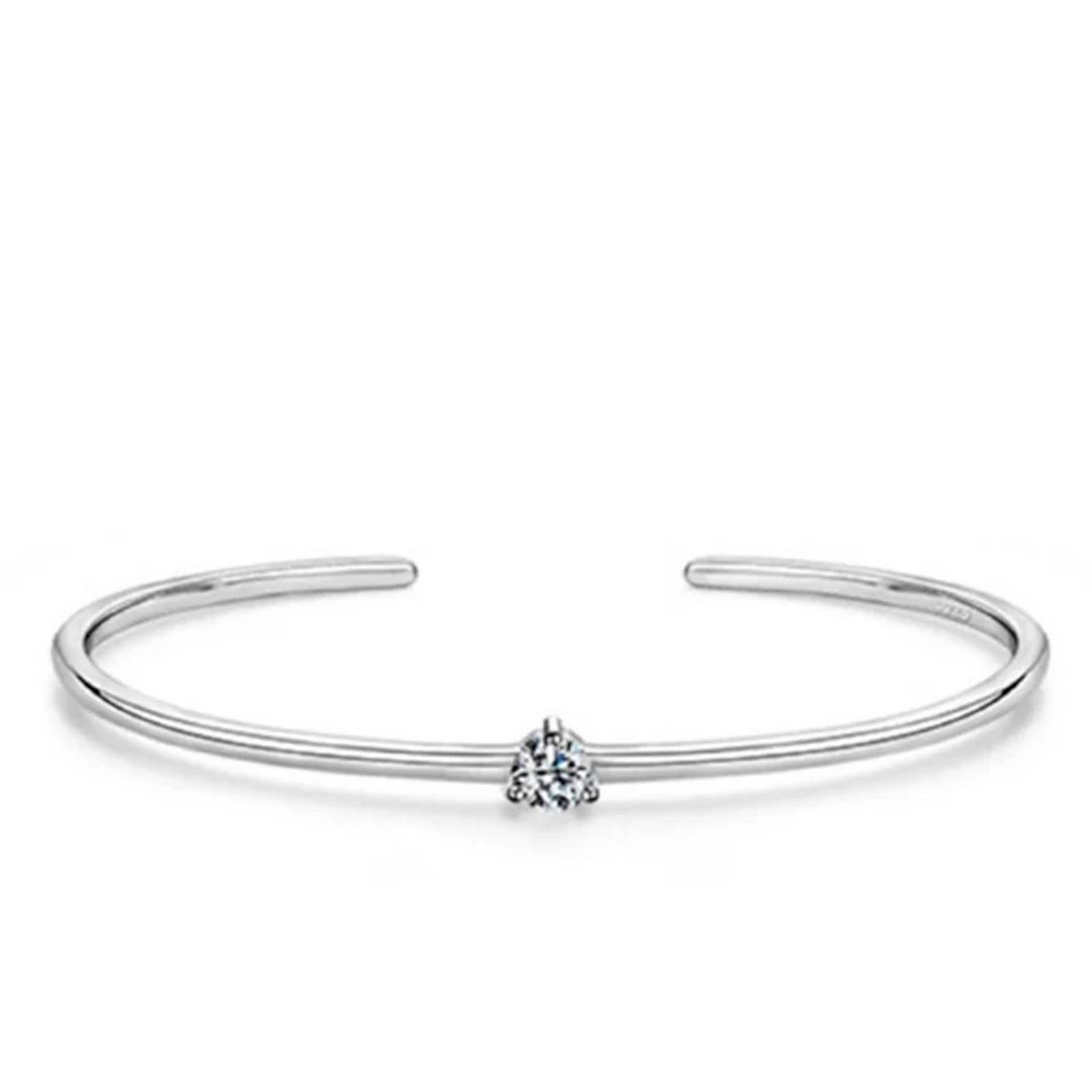 Pulsera ARETIZE Brazalete Brillo de Plata de Ley 925 Zirconia Plateado Mujer Unitalla + Caja de Regalo 
