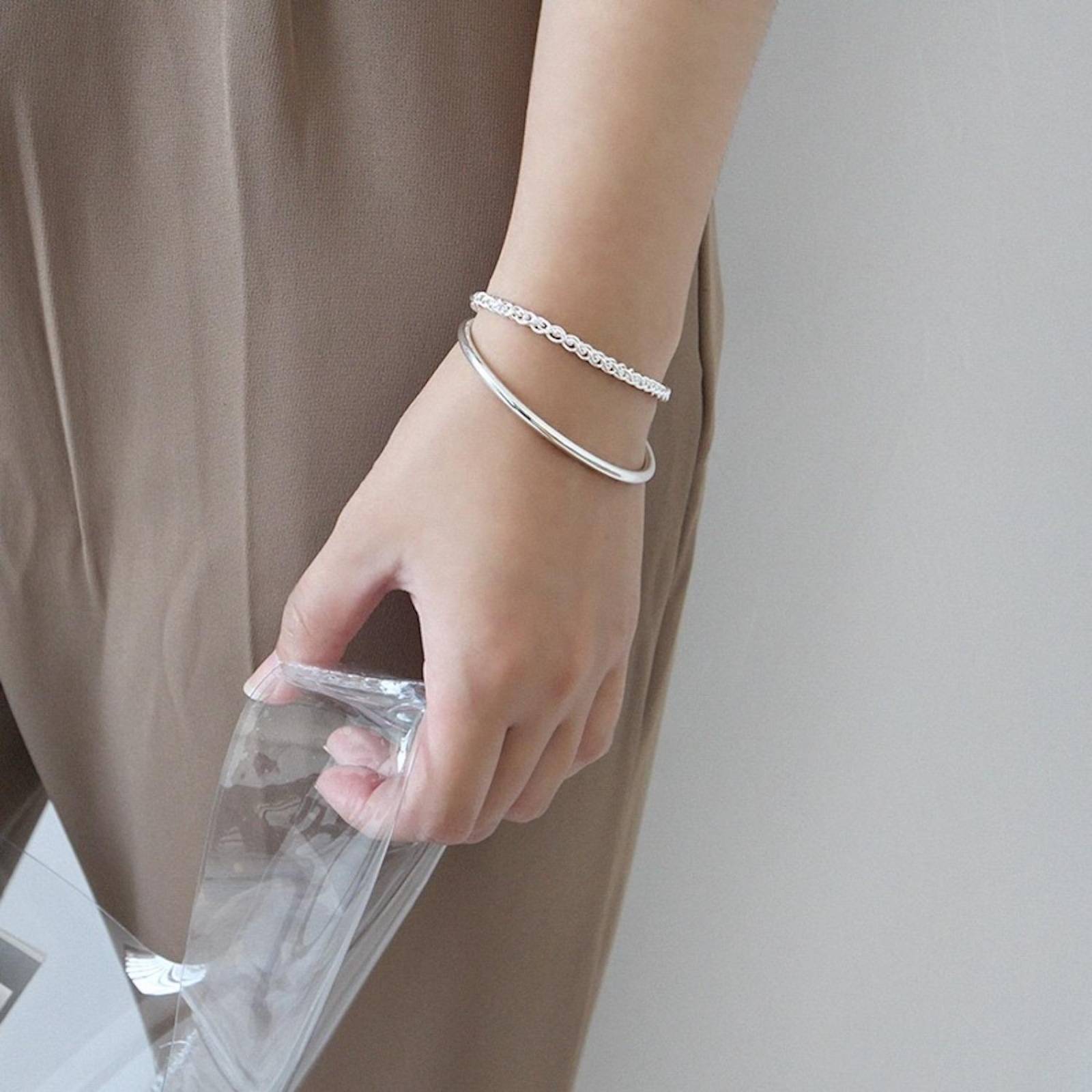 Pulsera de Plata 925 Rígida Brazalete Unitalla Mujer
