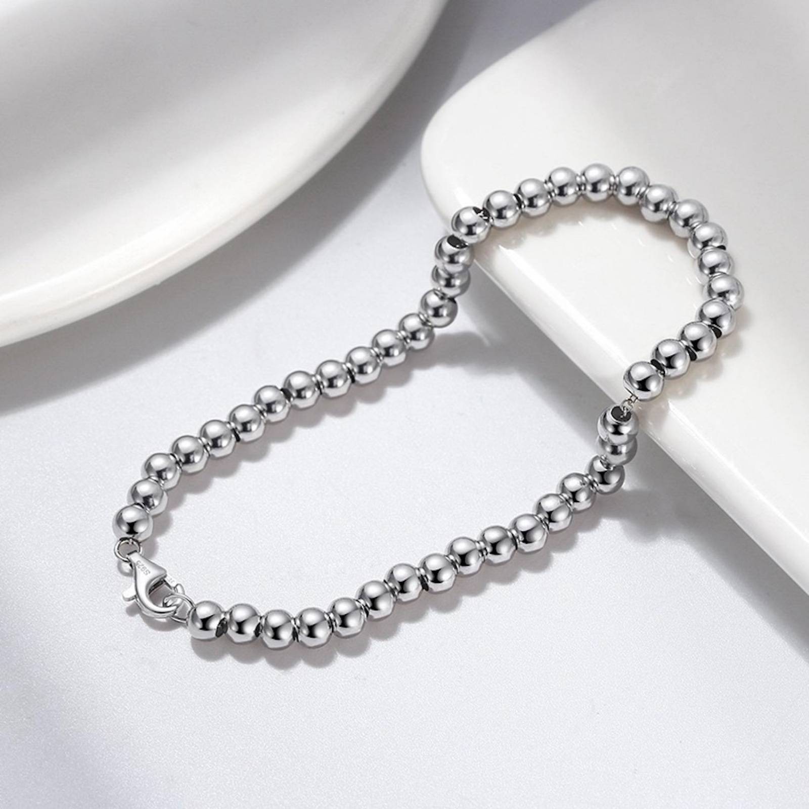 Pulsera de Plata 925 Cuentas Bolitas 16.5cm Plateado 18cm