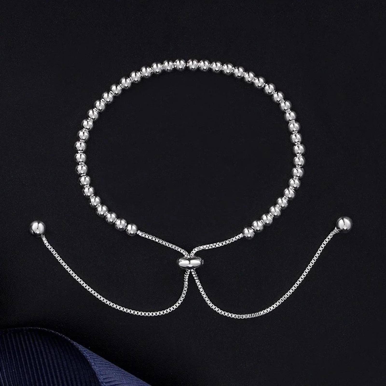 Pulsera de Plata 925 Cuentas Bolitas Unitalla Mujer 