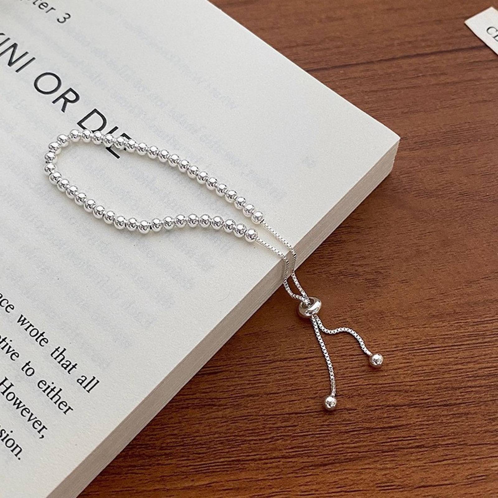 Pulsera de Plata 925 Cuentas Bolitas Unitalla Mujer 