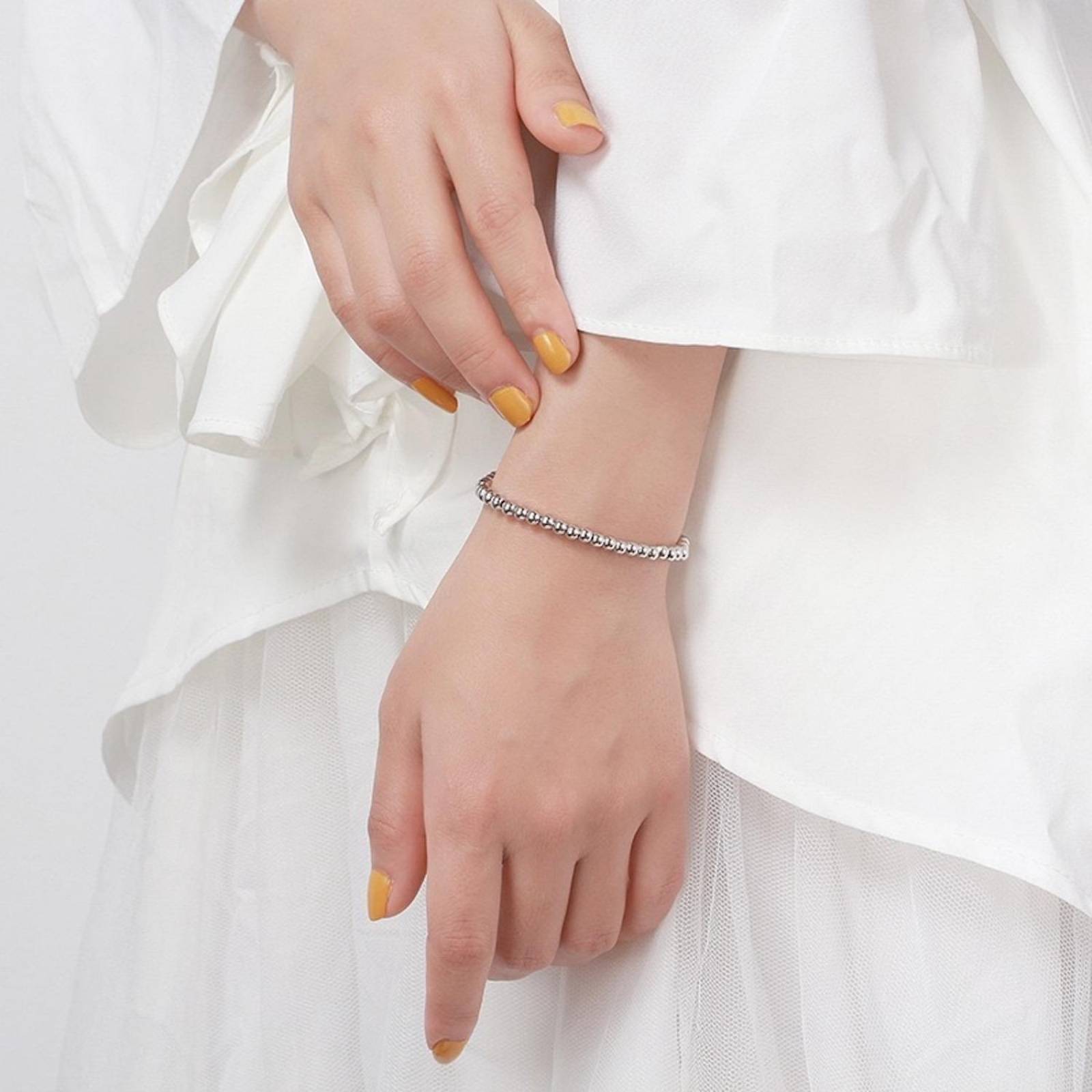 Pulsera de Plata 925 Cuentas Bolitas Unitalla Mujer 