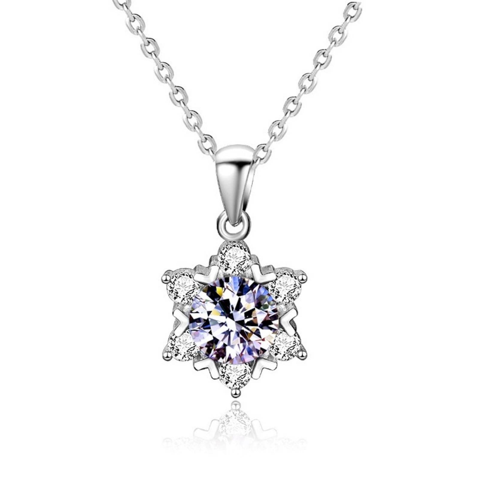 Collar Plata 925 Transparente Moissanita Estrella Unitalla 