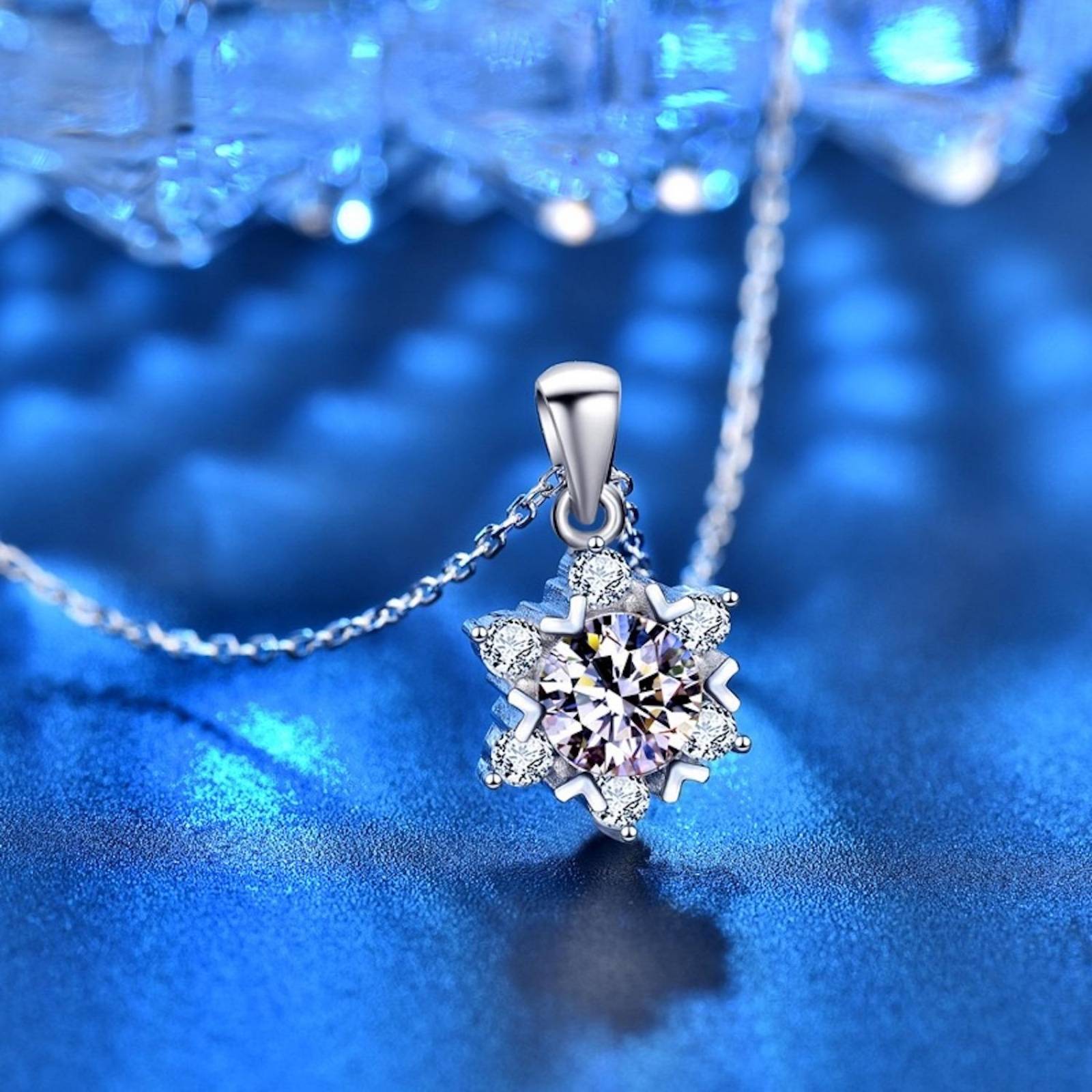 Collar Plata 925 Transparente Moissanita Estrella Unitalla 