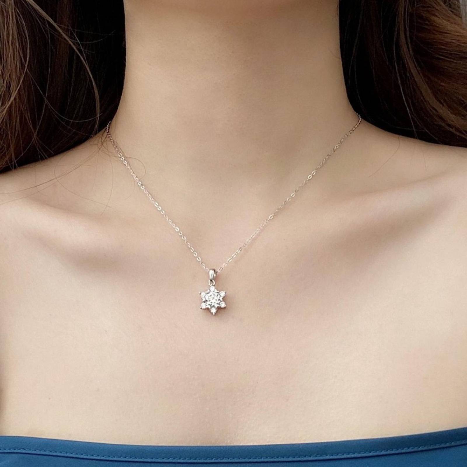 Collar Plata 925 Transparente Moissanita Estrella Unitalla 