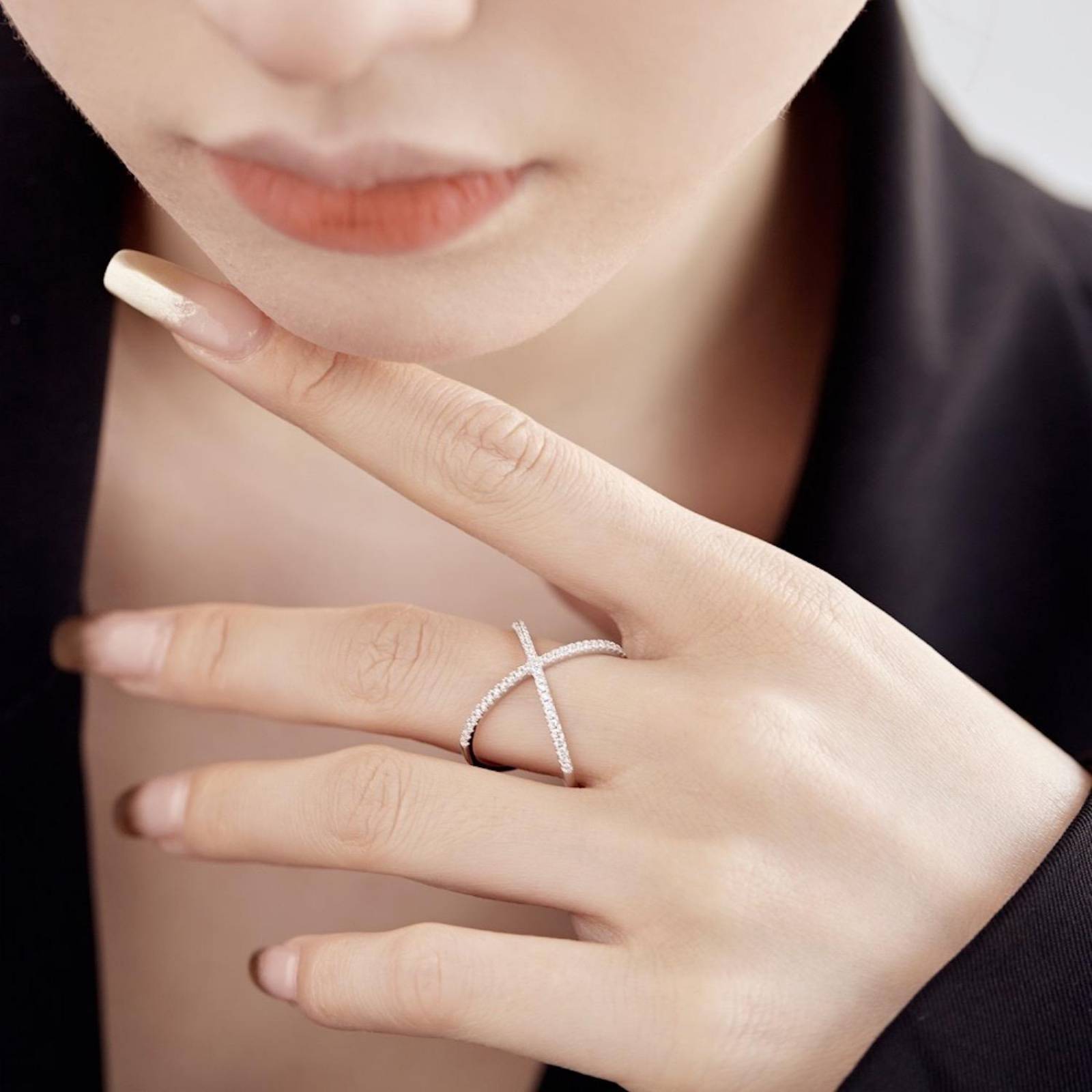 Anillo de Plata 925 Transparente Zirconias Cruz Talla 5 Plateado 7.0