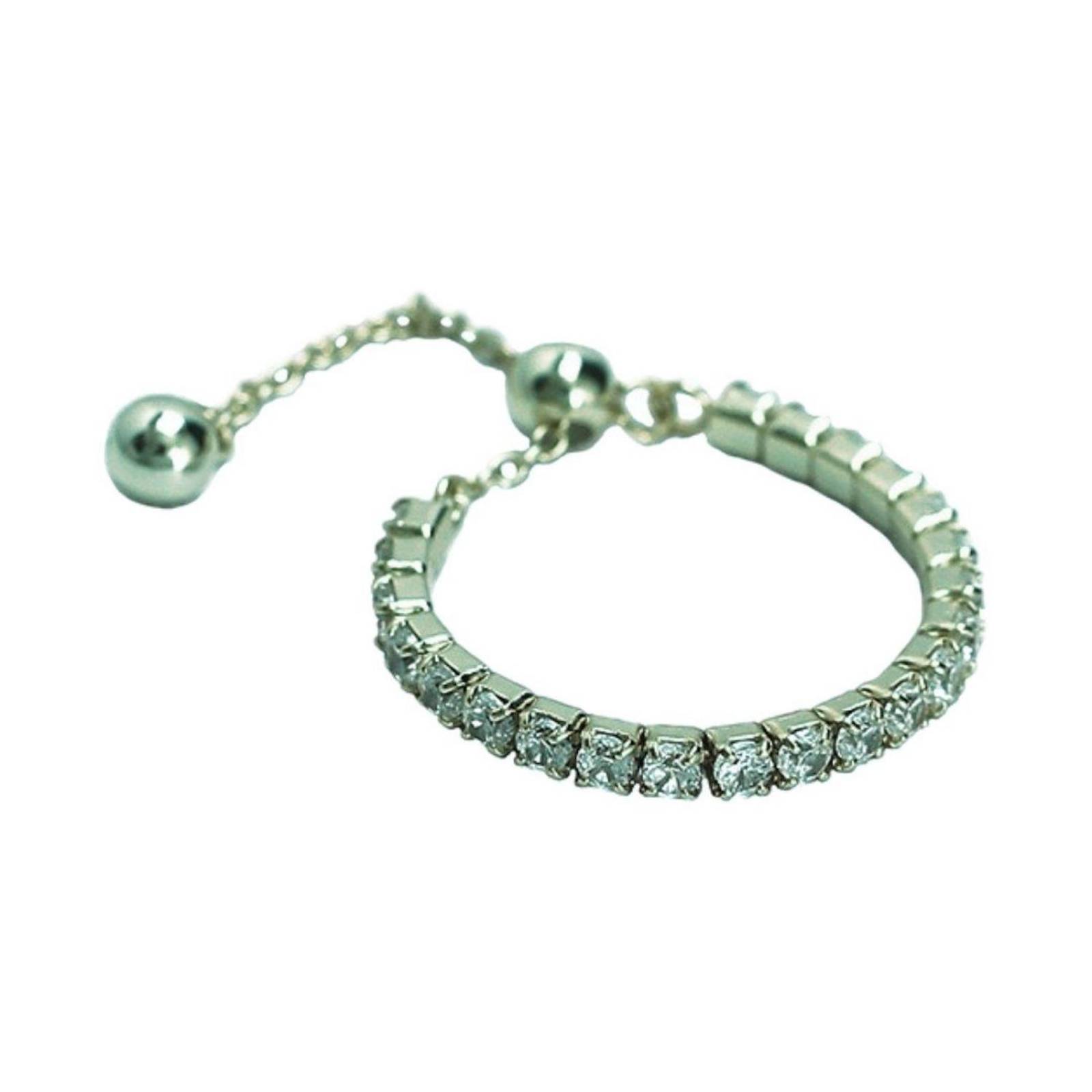 Anillo de Plata 925 Transparente Zirconias Ajustable Mujer