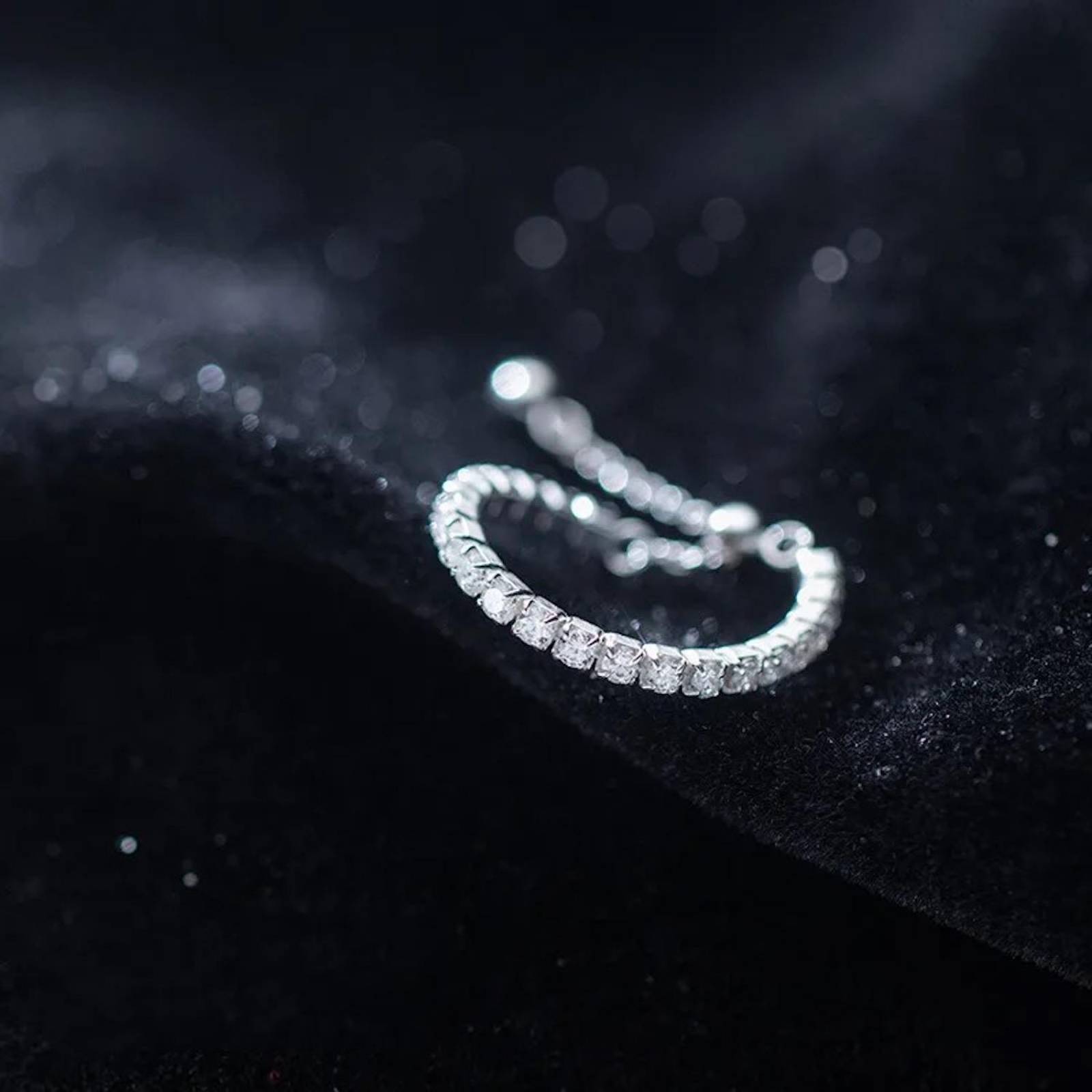 Anillo de Plata 925 Transparente Zirconias Ajustable Mujer