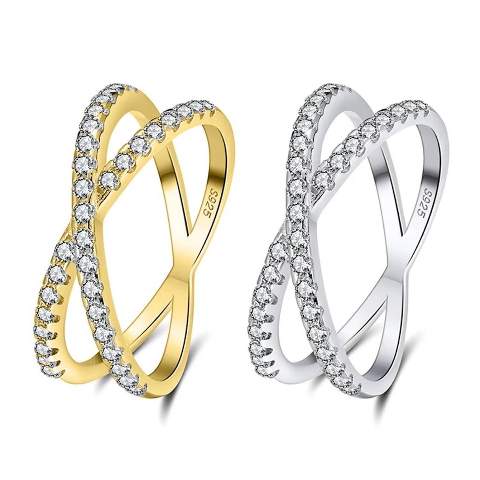 Anillo de Plata 925 y Baño de Oro 18k Zirconias Cruz Talla 5 Dorado 9.0