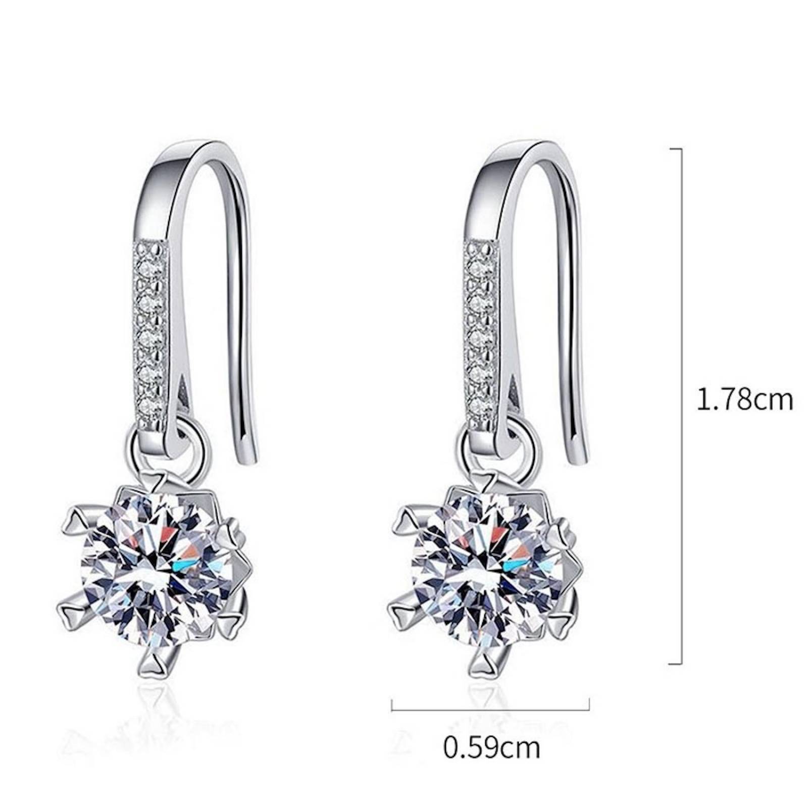Aretes de Plata 925 Zirconias Transparentes Colgantes Mujer 