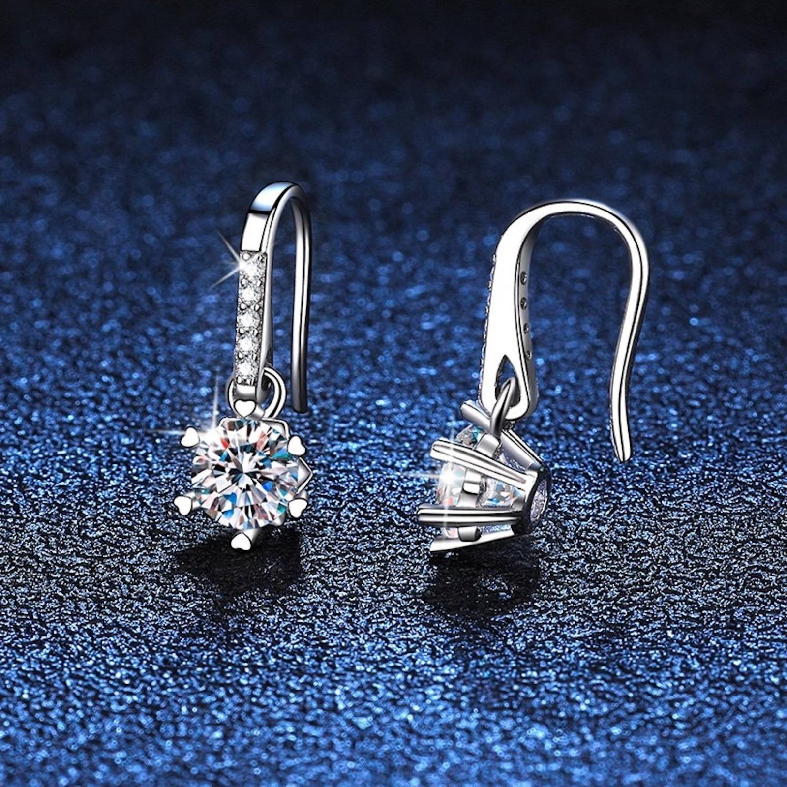 Aretes de Plata 925 Zirconias Transparentes Colgantes Mujer 
