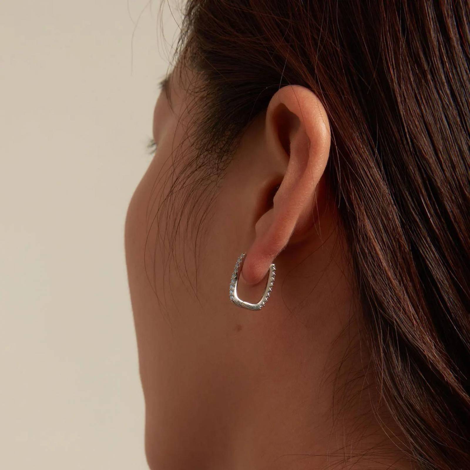 Aretes de Plata 925 Arracadas de Ópalo Azúl Rectangular