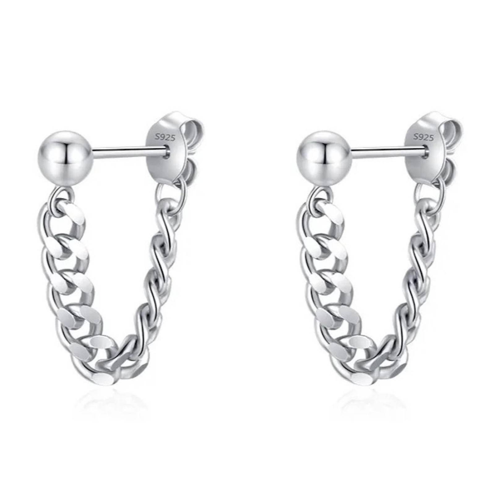 Aretes de Plata 925 Colgantes Cadena Eslabones Unitalla 