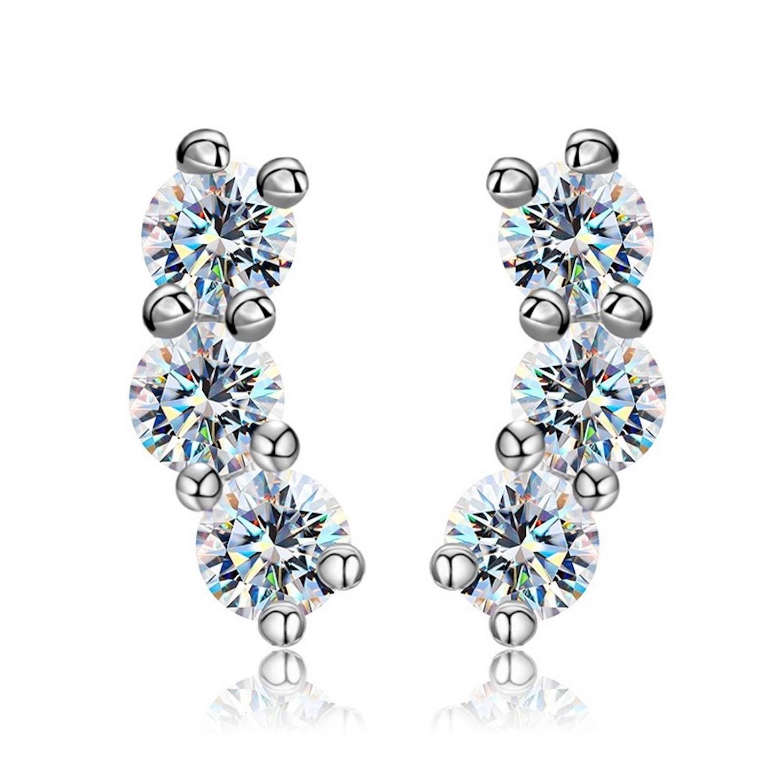 Aretes de Plata 925 Transparente Moissanita Piedras Finas 