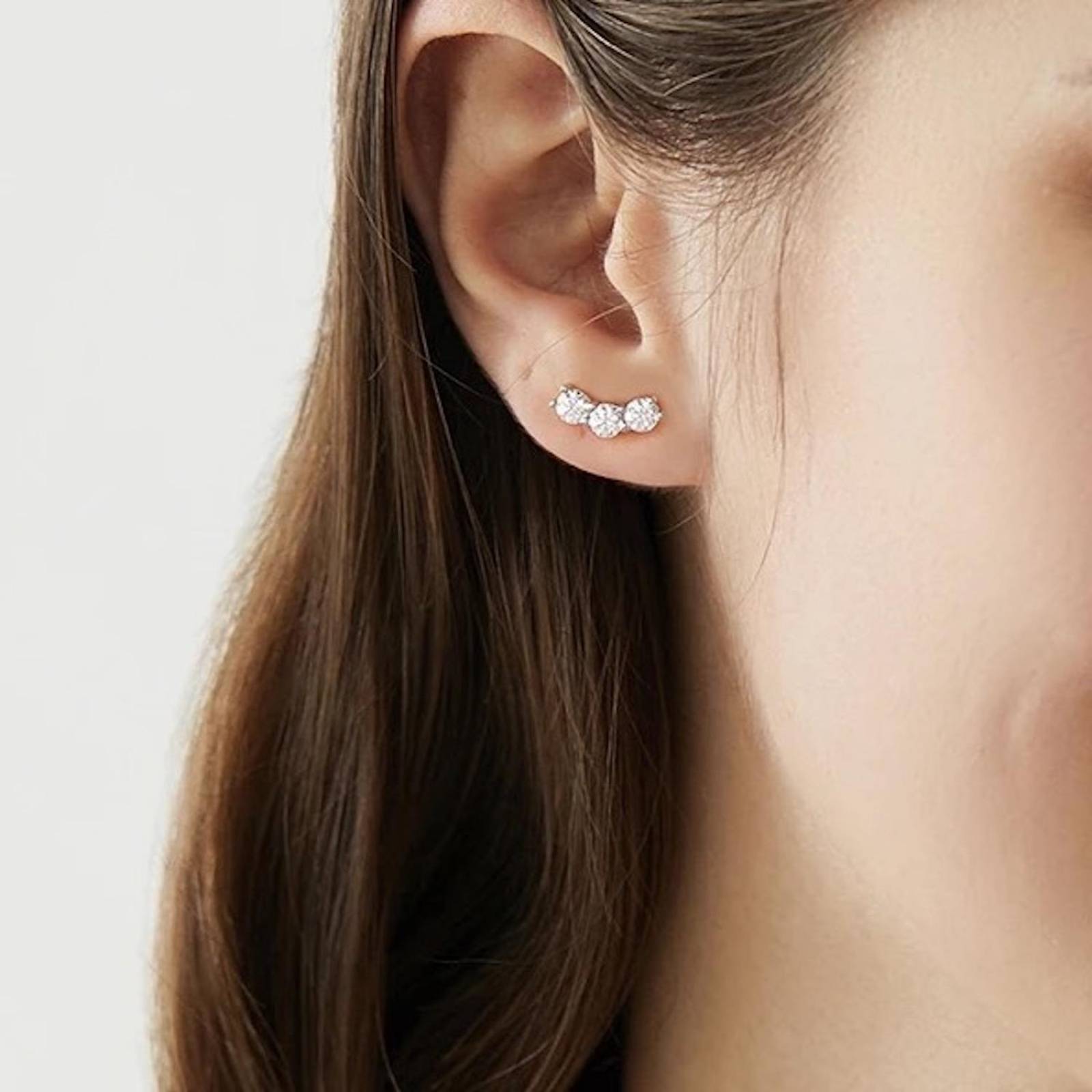 Aretes de Plata 925 Transparente Moissanita Piedras Finas 