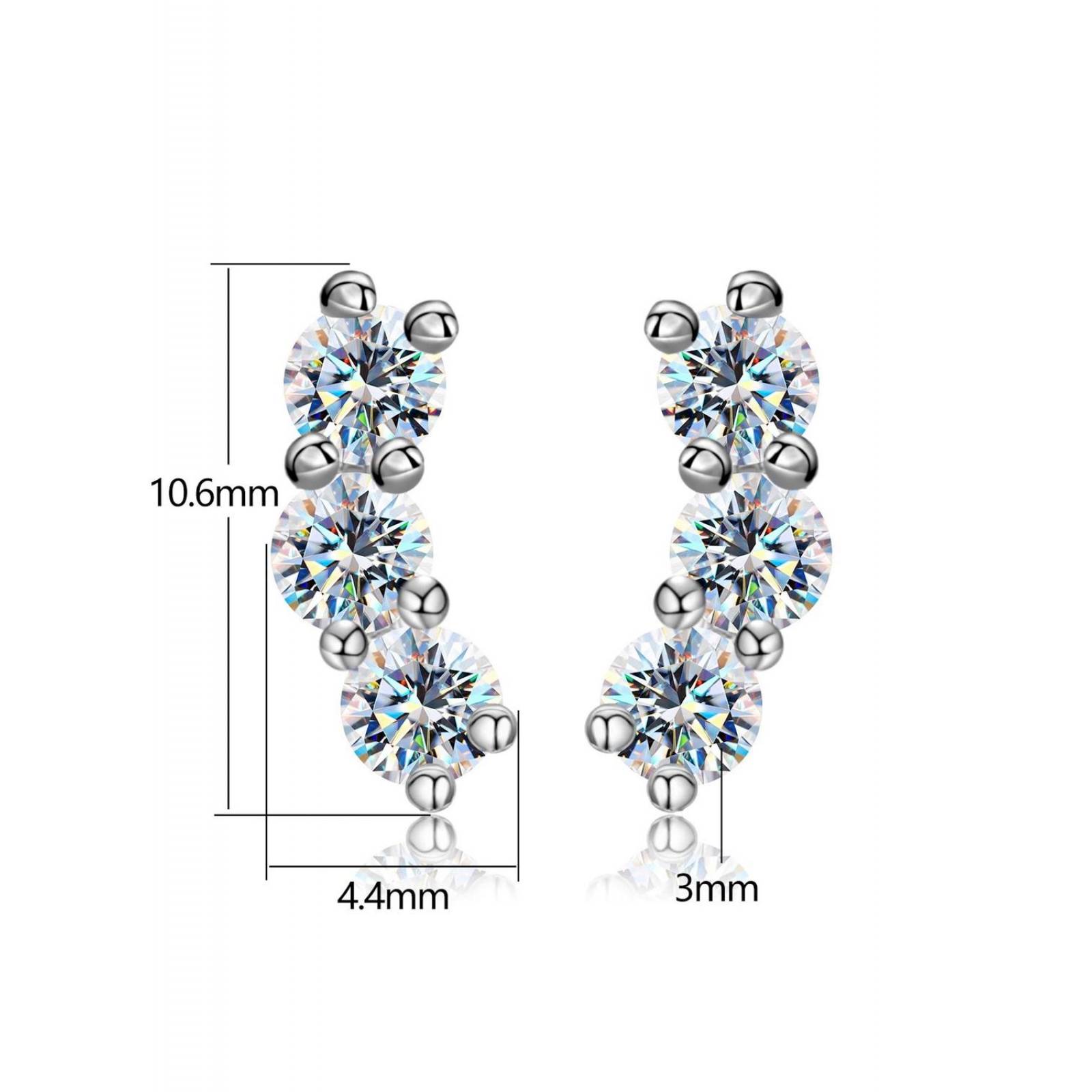 Aretes de Plata 925 Transparente Moissanita Piedras Finas 