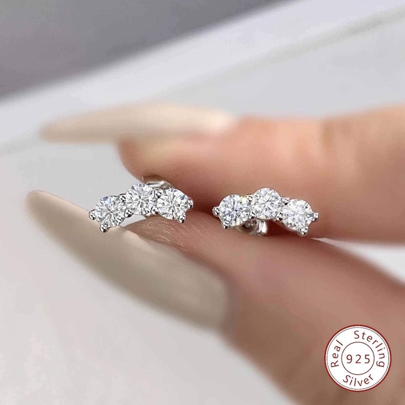 Aretes de Plata 925 Transparente Moissanita Piedras Finas 
