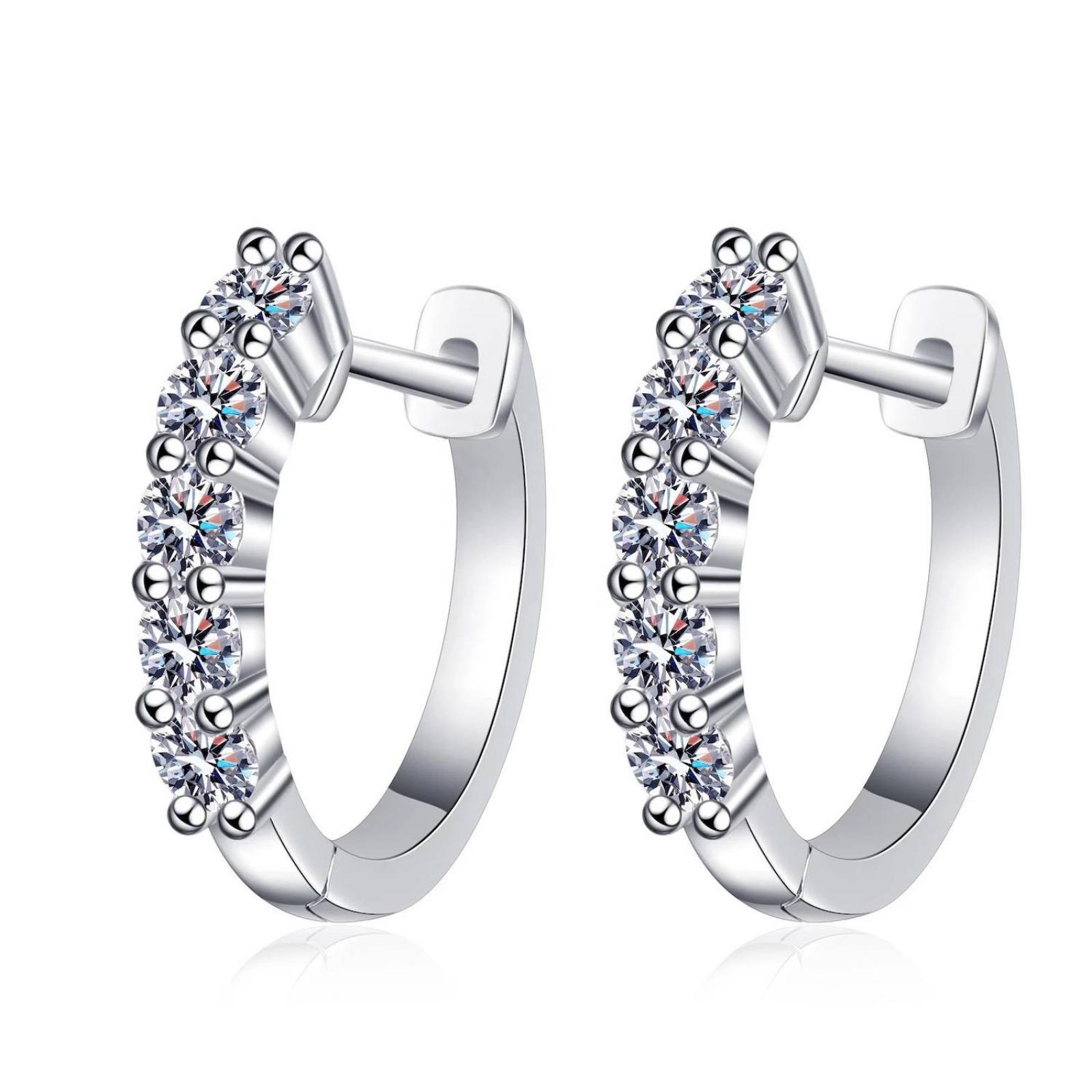 Aretes de Plata 925 Aros con Moissanita Elegantes Unitalla 