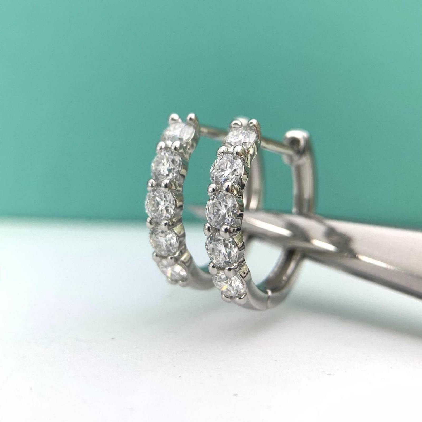 Aretes de Plata 925 Aros con Moissanita Elegantes Unitalla 