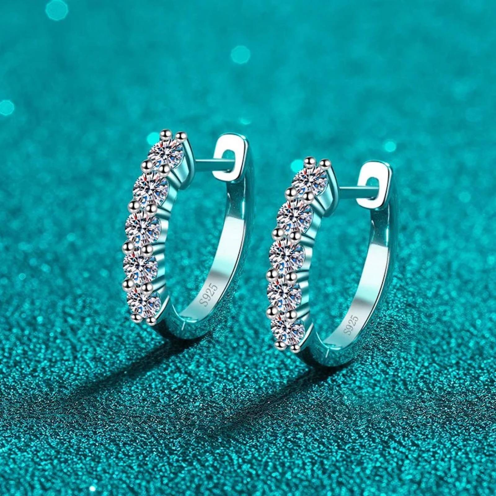 Aretes de Plata 925 Aros con Moissanita Elegantes Unitalla 