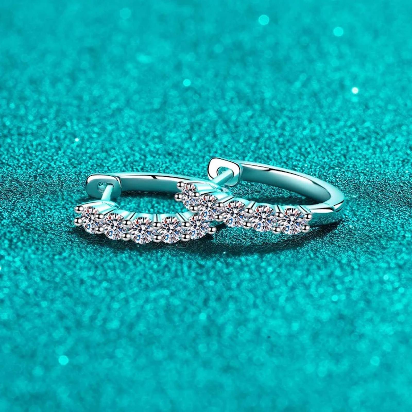 Aretes de Plata 925 Aros con Moissanita Elegantes Unitalla 