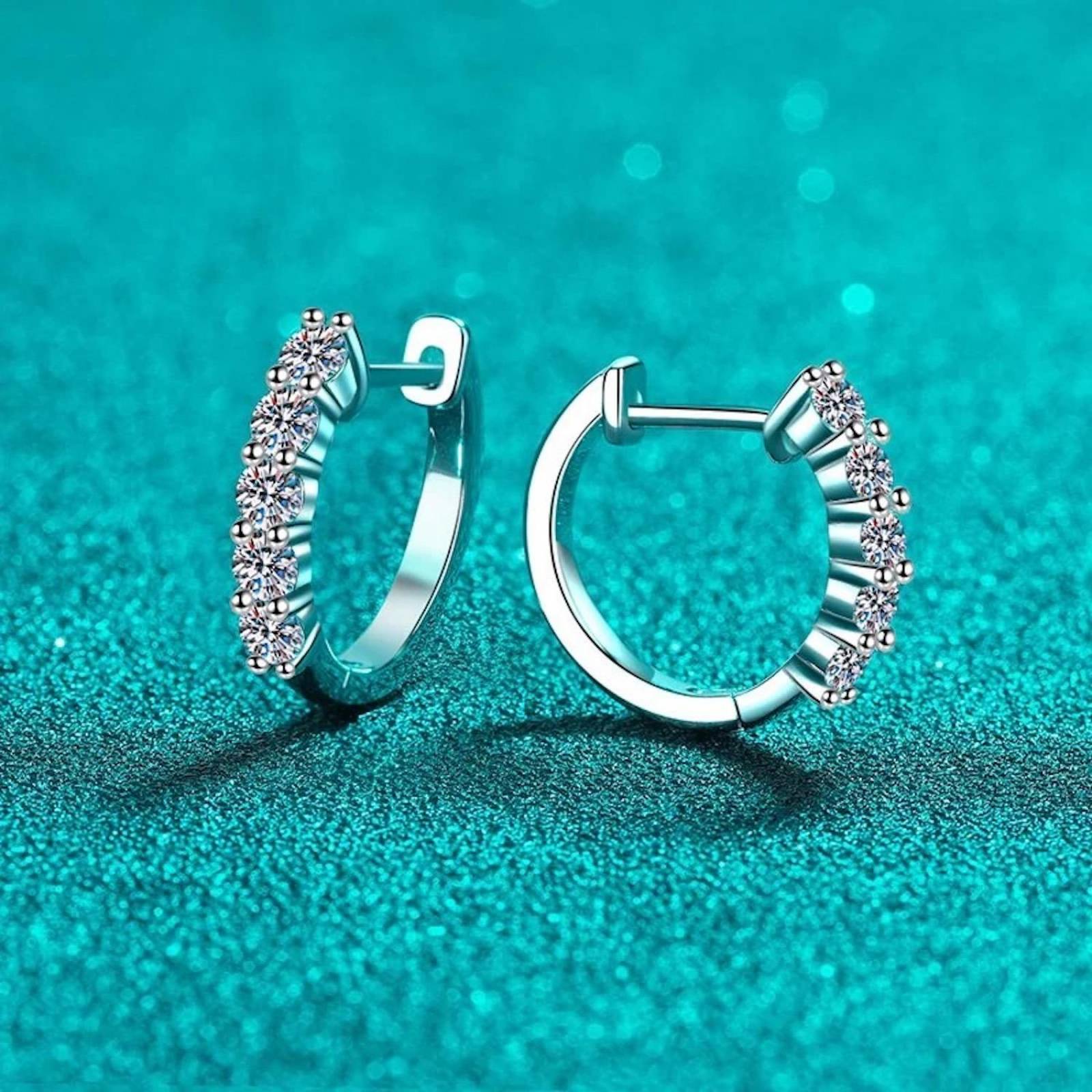 Aretes de Plata 925 Aros con Moissanita Elegantes Unitalla 