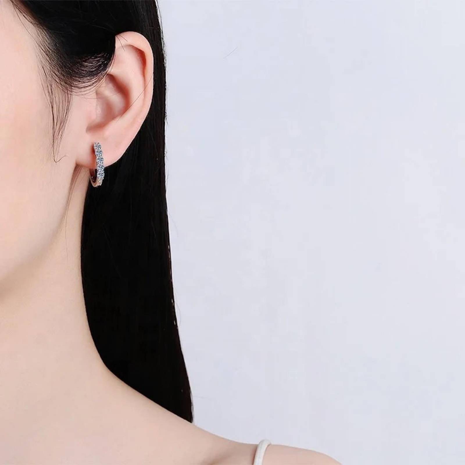 Aretes de Plata 925 Aros con Moissanita Elegantes Unitalla 
