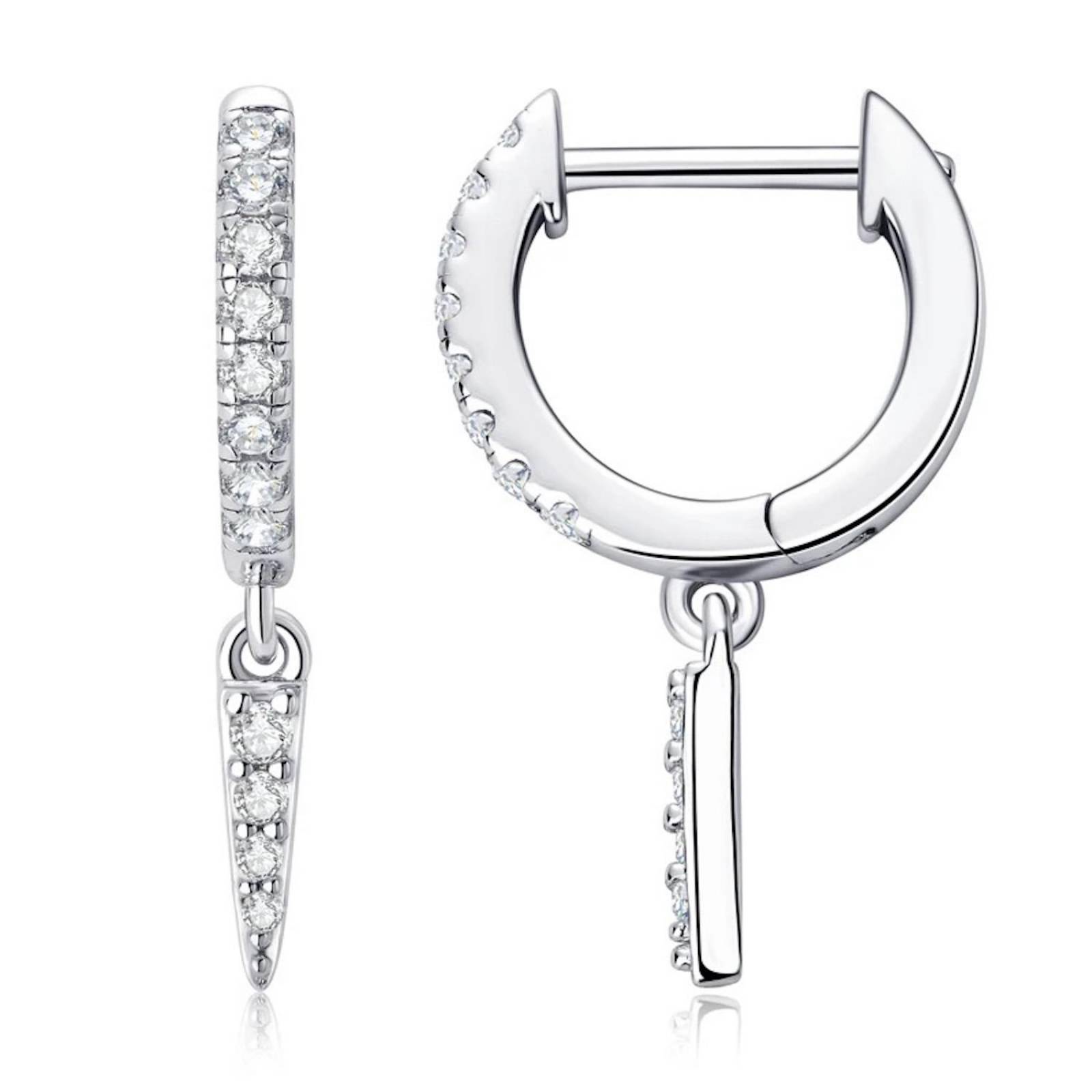 Aretes de Plata 925 de Moissanita Forma de Flecha Unitalla 