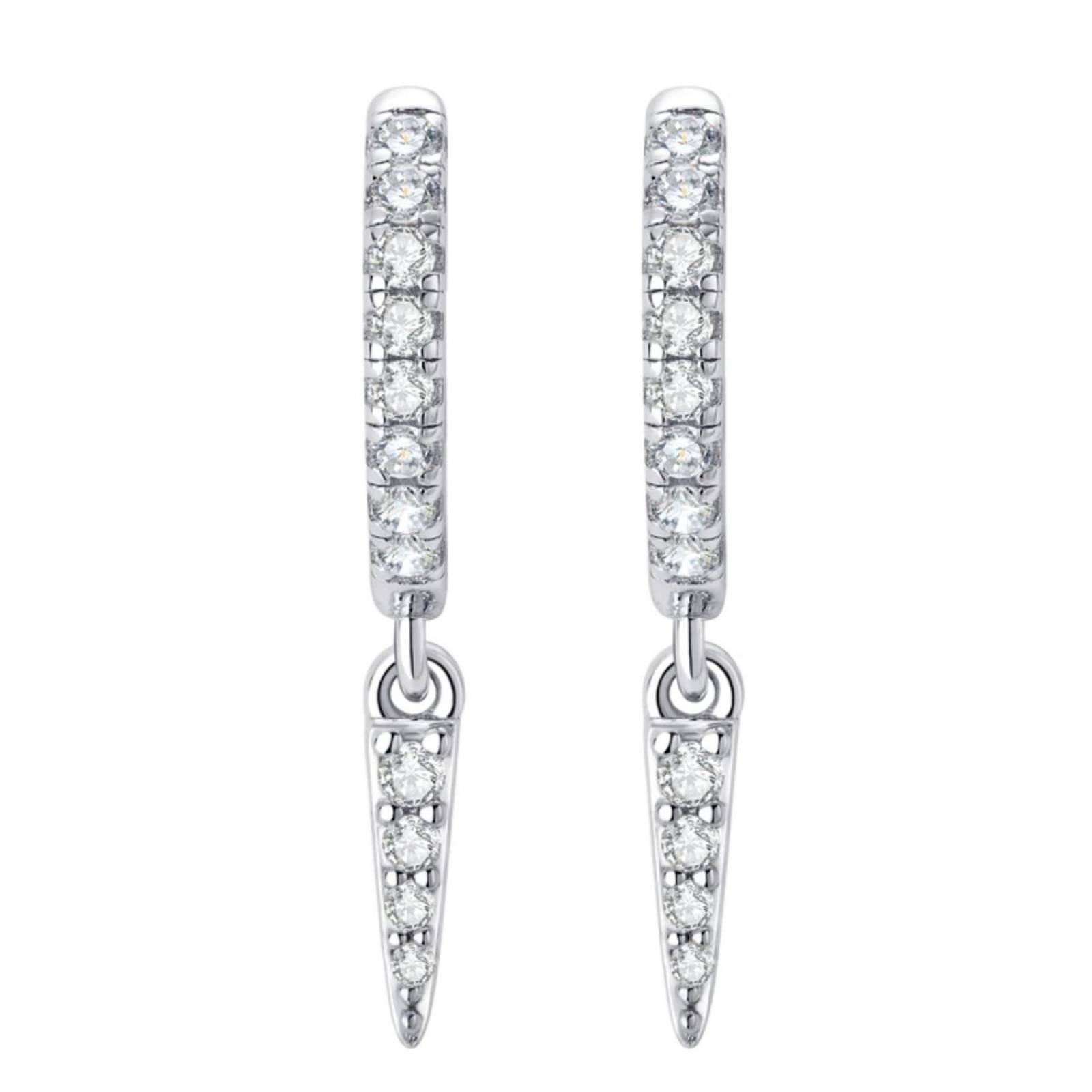 Aretes de Plata 925 de Moissanita Forma de Flecha Unitalla 
