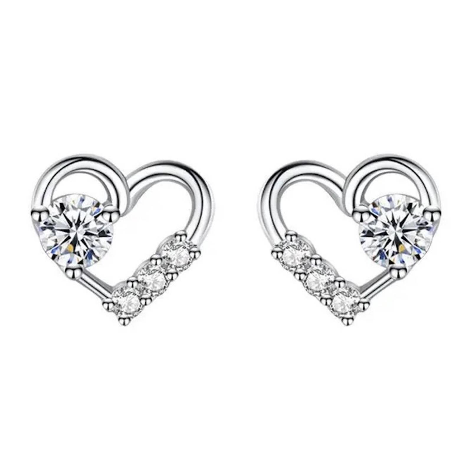 Aretes de Plata 925 de Corazón Zirconias Unitalla Mujer 