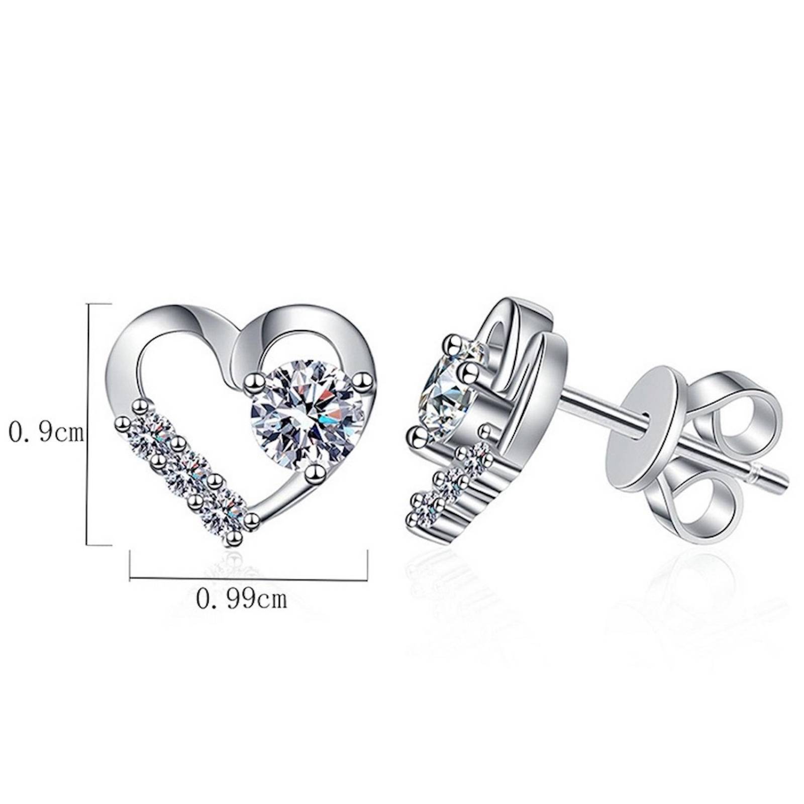 Aretes de Plata 925 de Corazón Zirconias Unitalla Mujer 