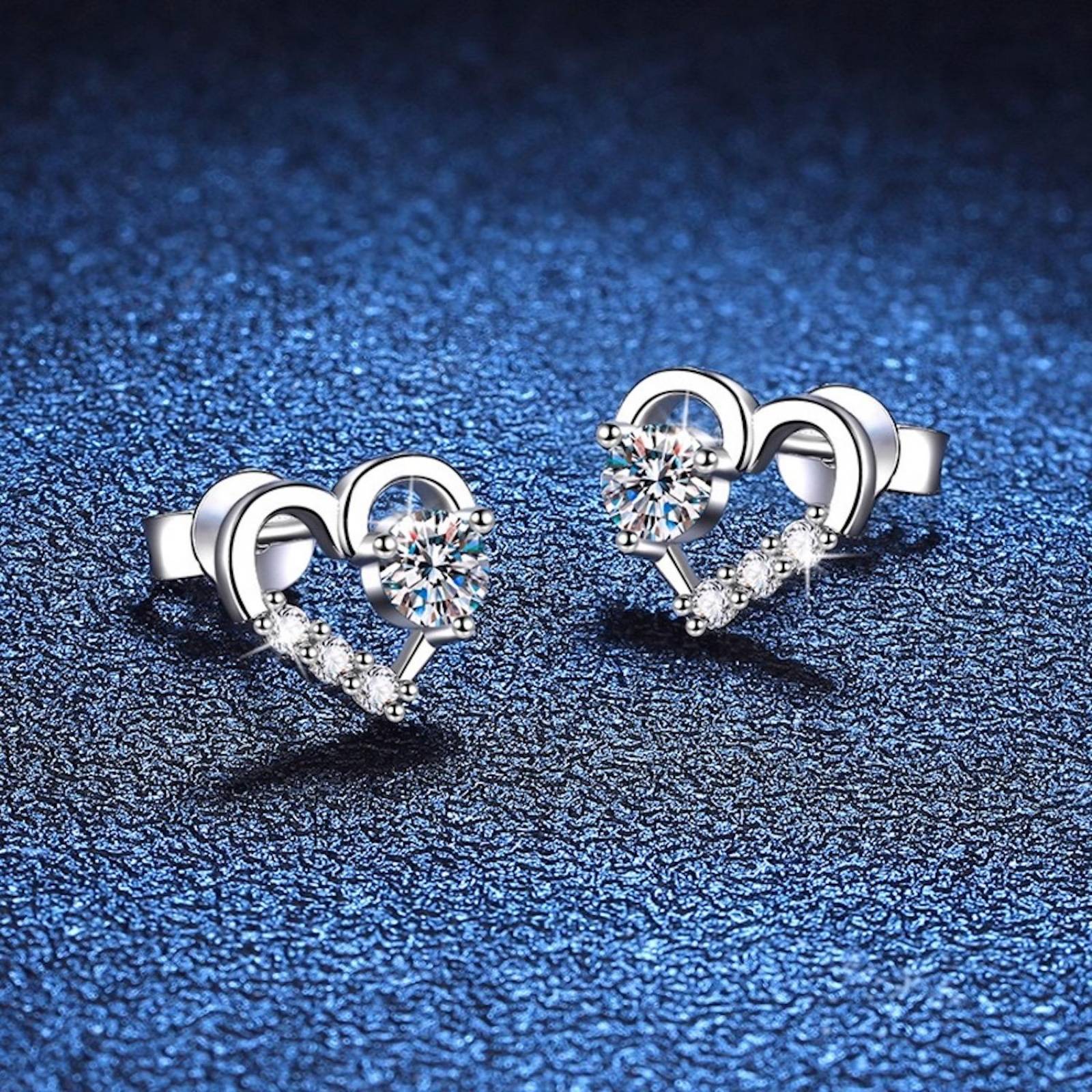 Aretes de Plata 925 de Corazón Zirconias Unitalla Mujer 