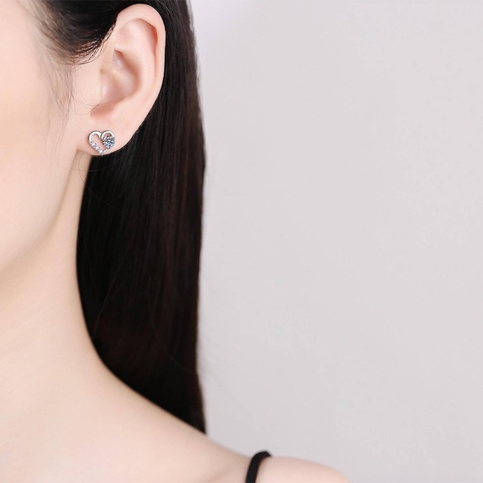 Aretes de Plata 925 de Corazón Zirconias Unitalla Mujer 