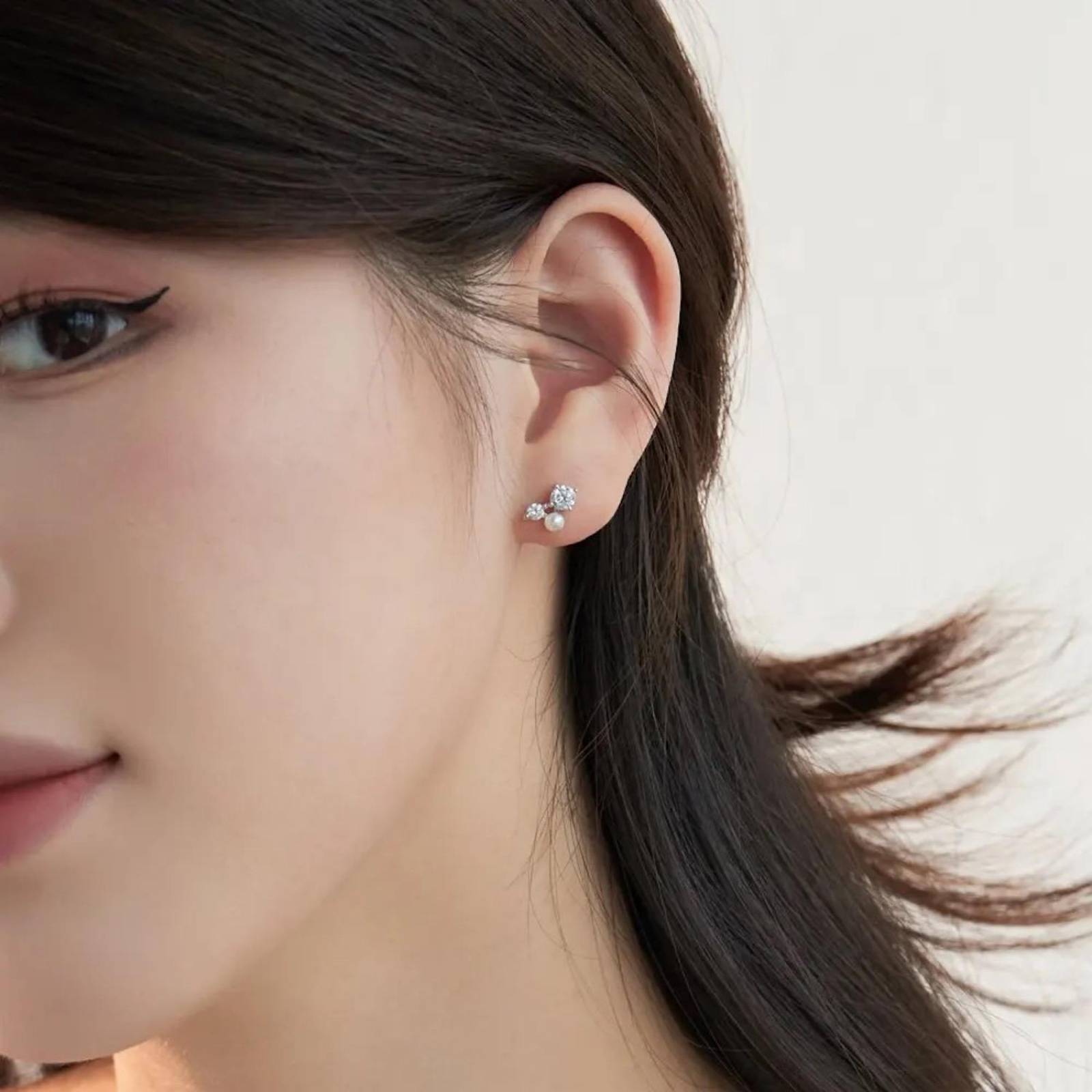 Aretes de Plata 925 Finos Zirconias y Perlitas Joyería 