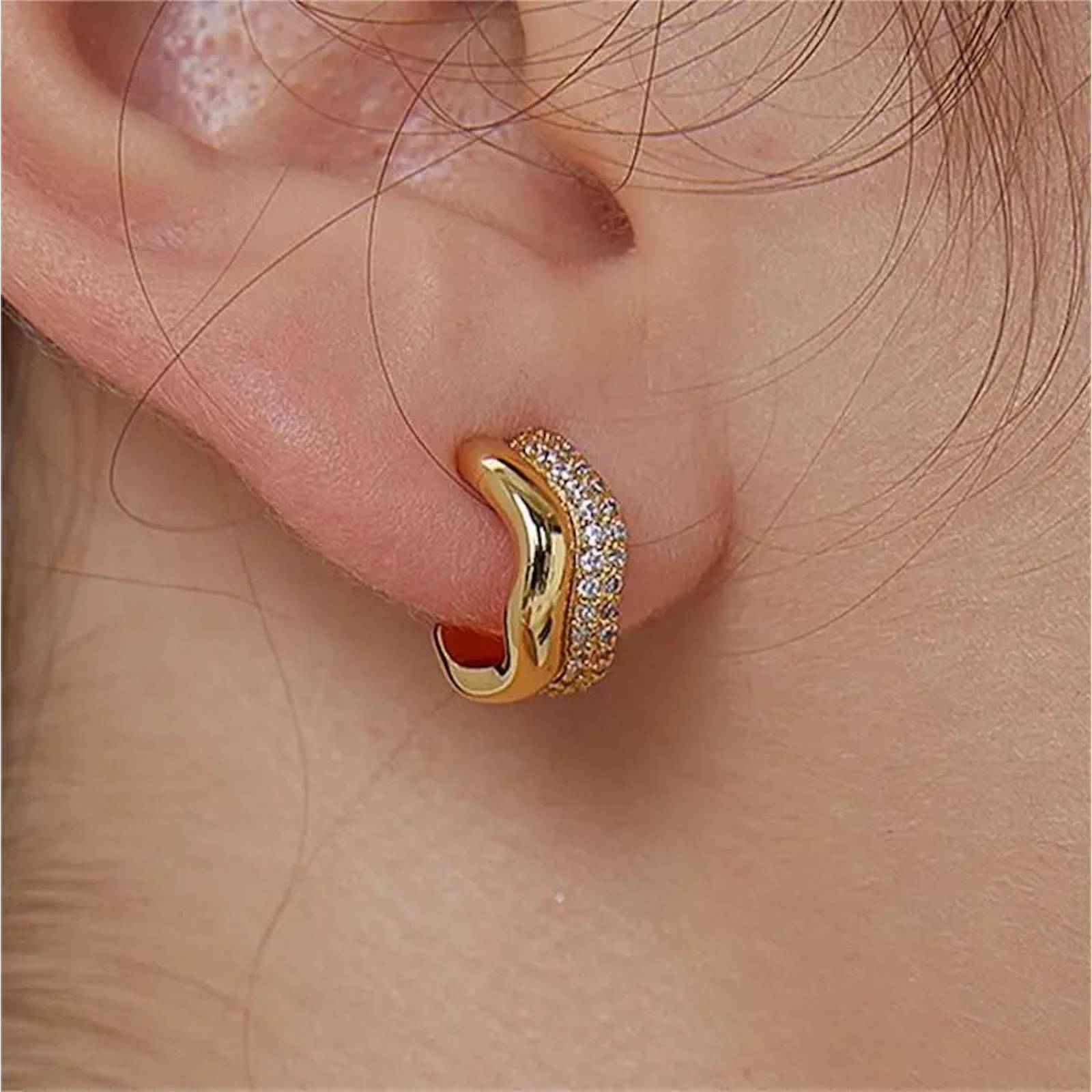 Aretes de Plata 925 Oro 18k Arracadas Zirconias Bifase 