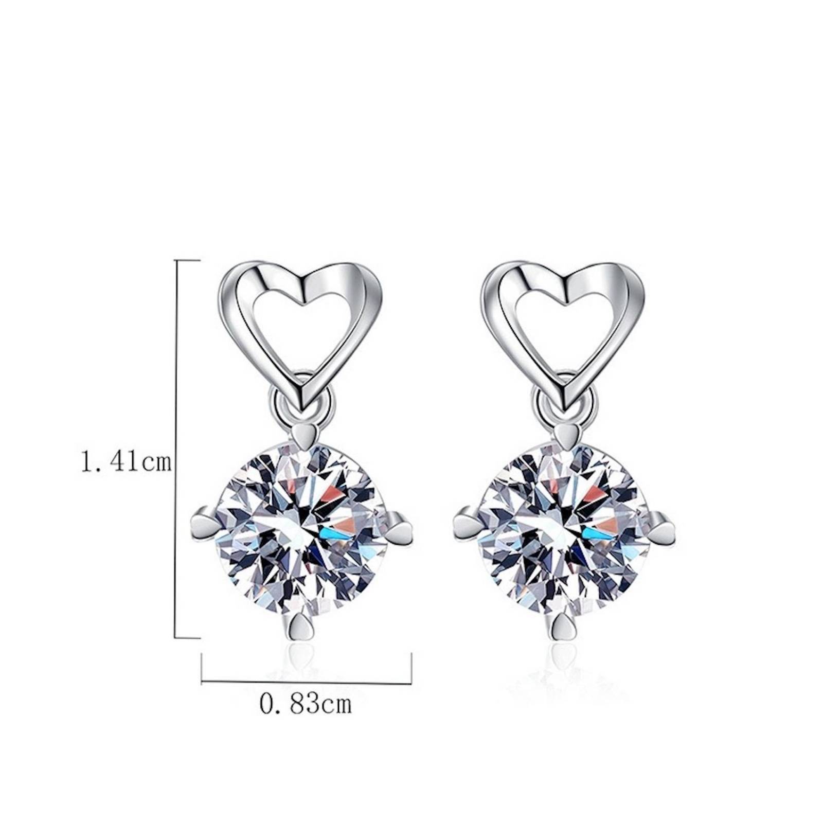 Aretes de Plata 925 Zirconias de Corazónes Colgantes Mujer 