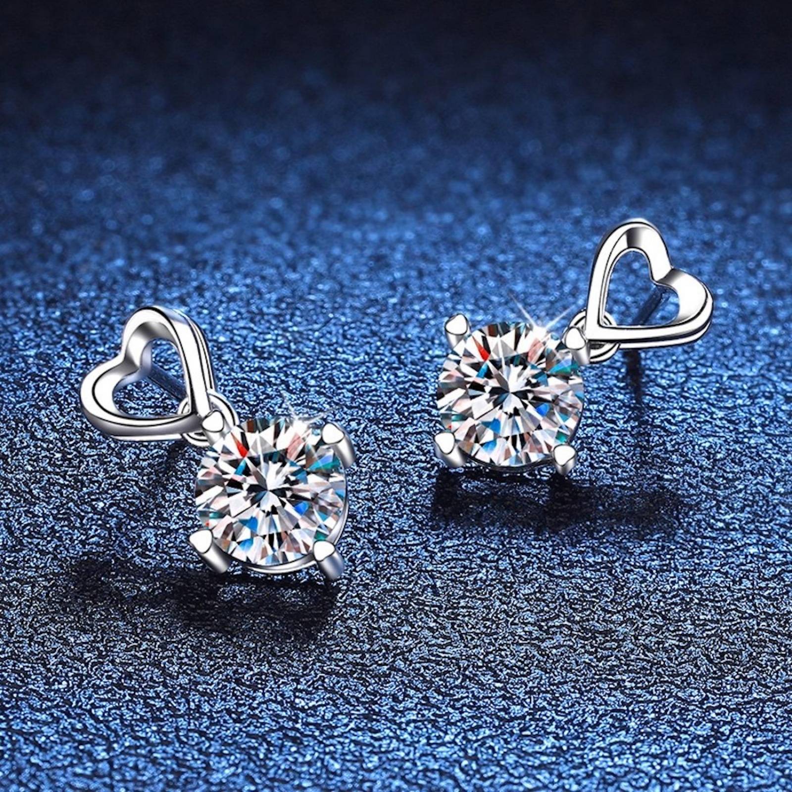Aretes de Plata 925 Zirconias de Corazónes Colgantes Mujer 