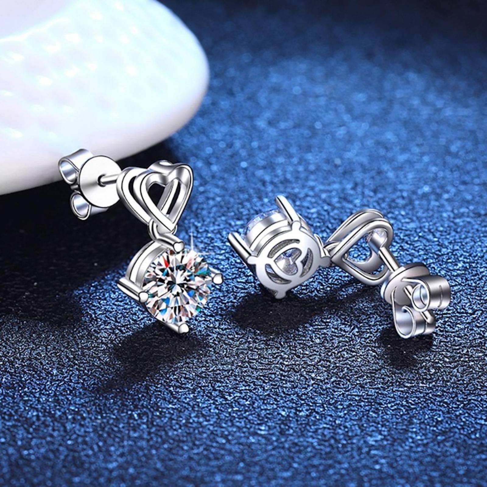 Aretes de Plata 925 Zirconias de Corazónes Colgantes Mujer 