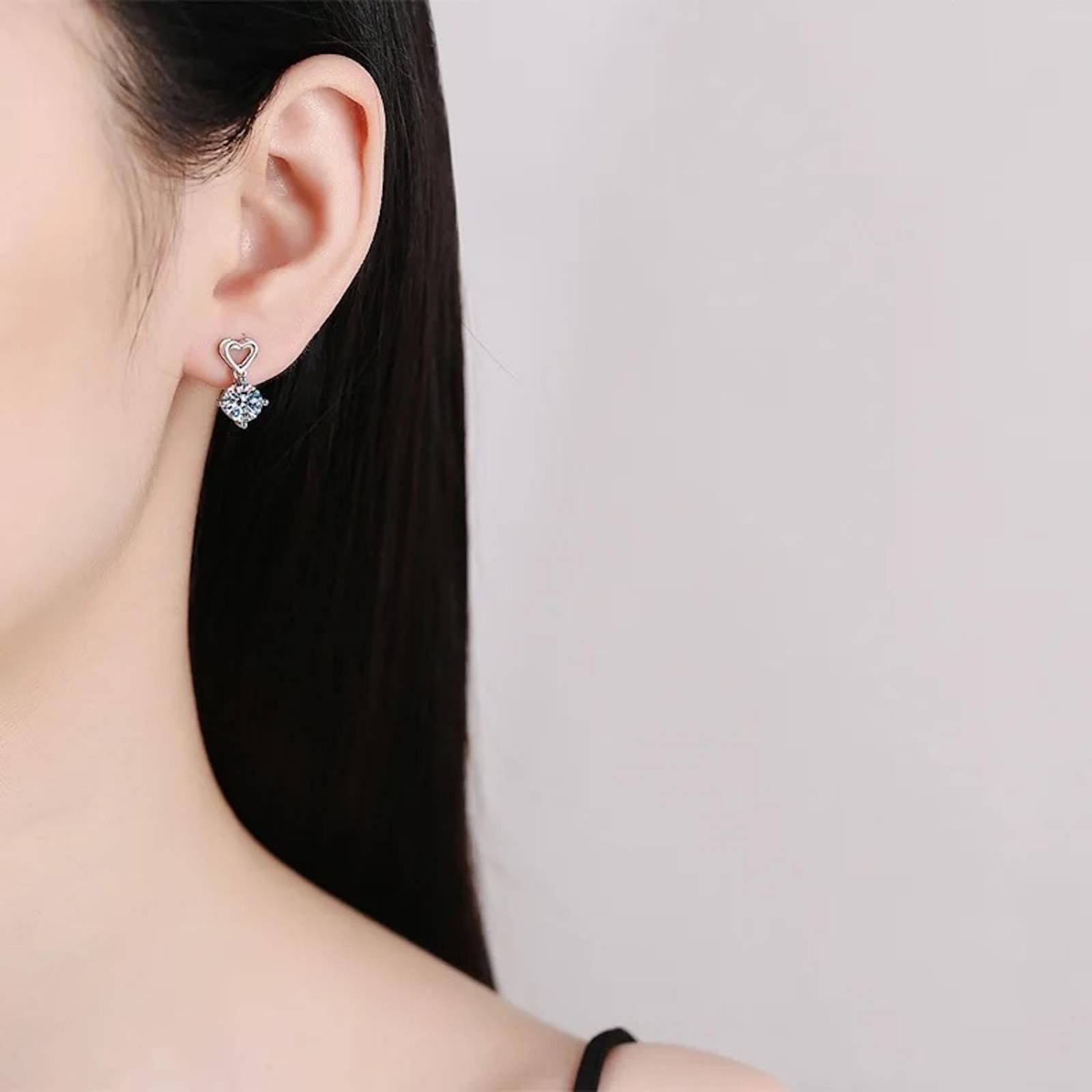 Aretes de Plata 925 Zirconias de Corazónes Colgantes Mujer 