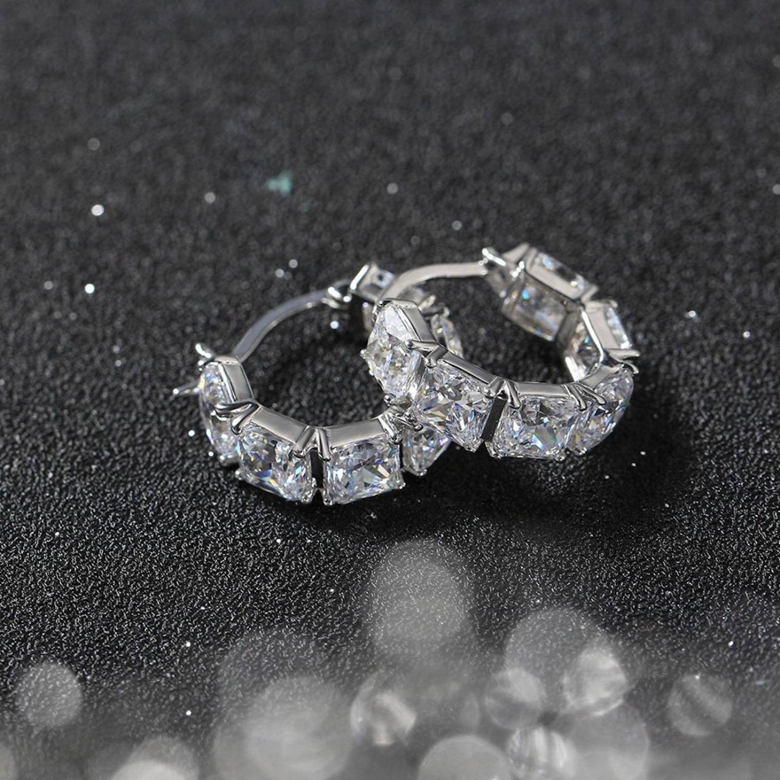 Aretes Finos de Plata 925 Arracadas de Zirconias Aro 