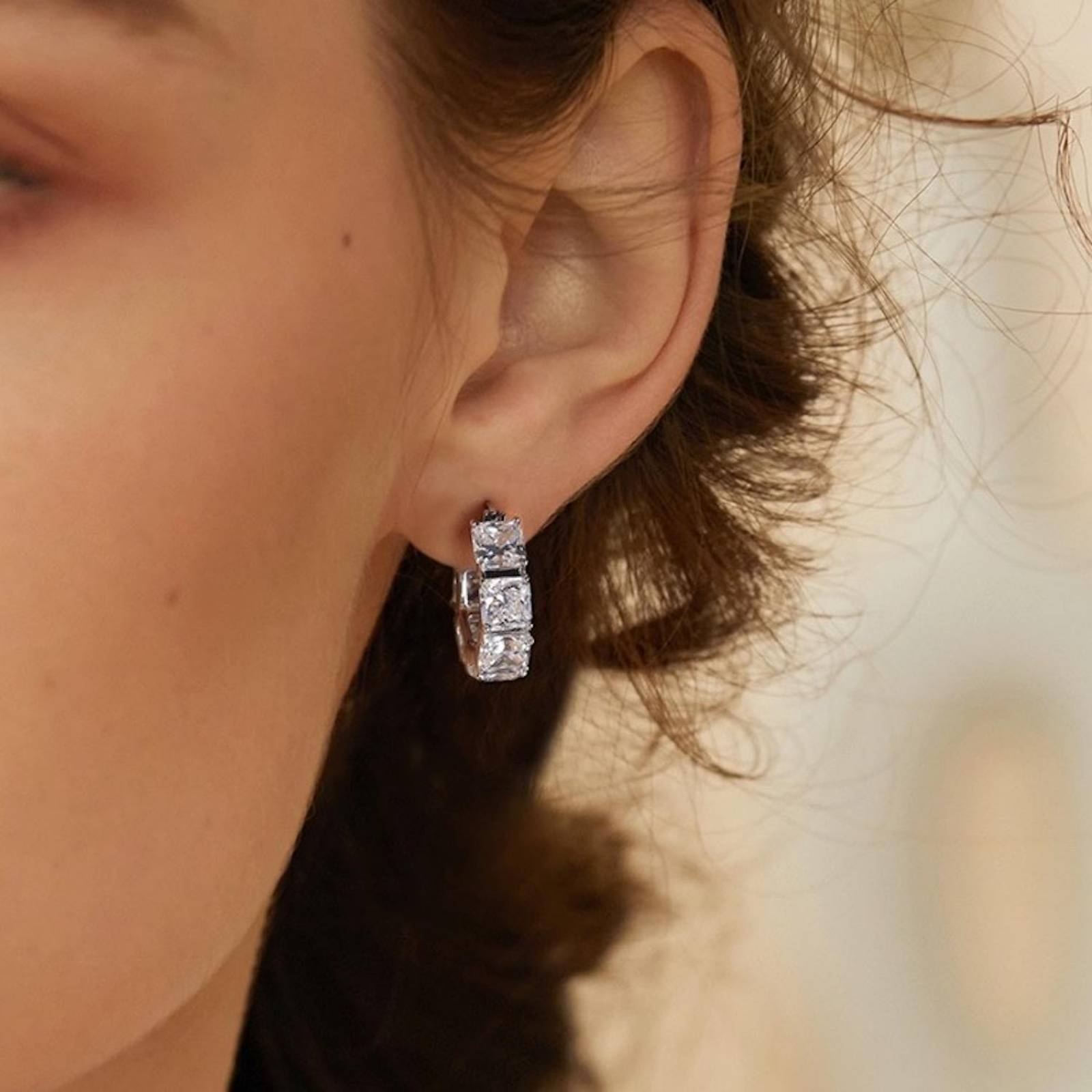 Aretes Finos de Plata 925 Arracadas de Zirconias Aro 