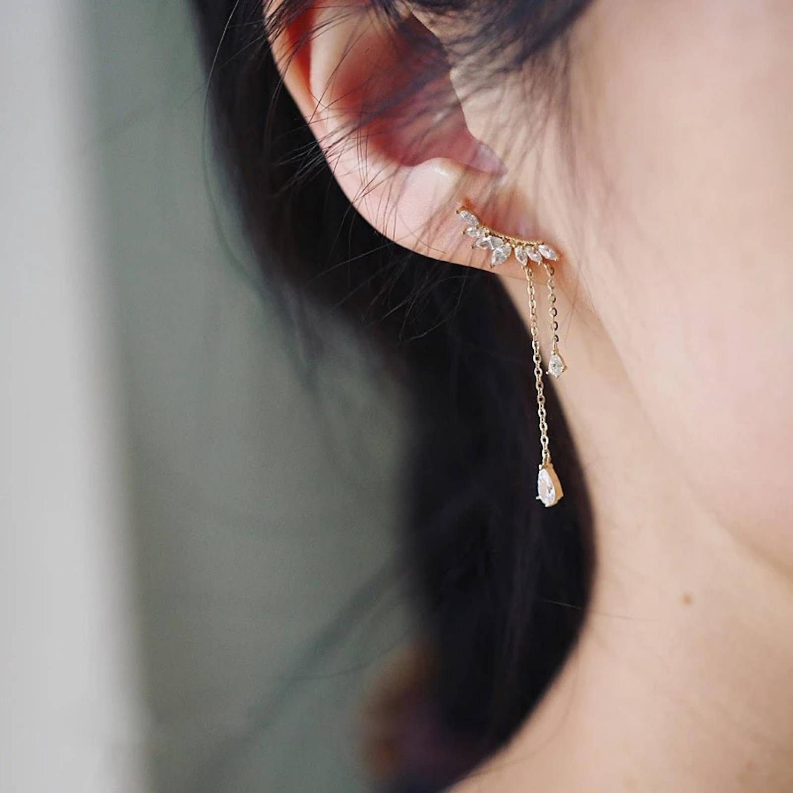 Aretes Plata 925 Piedras Transparentes y Blancas Colgantes 